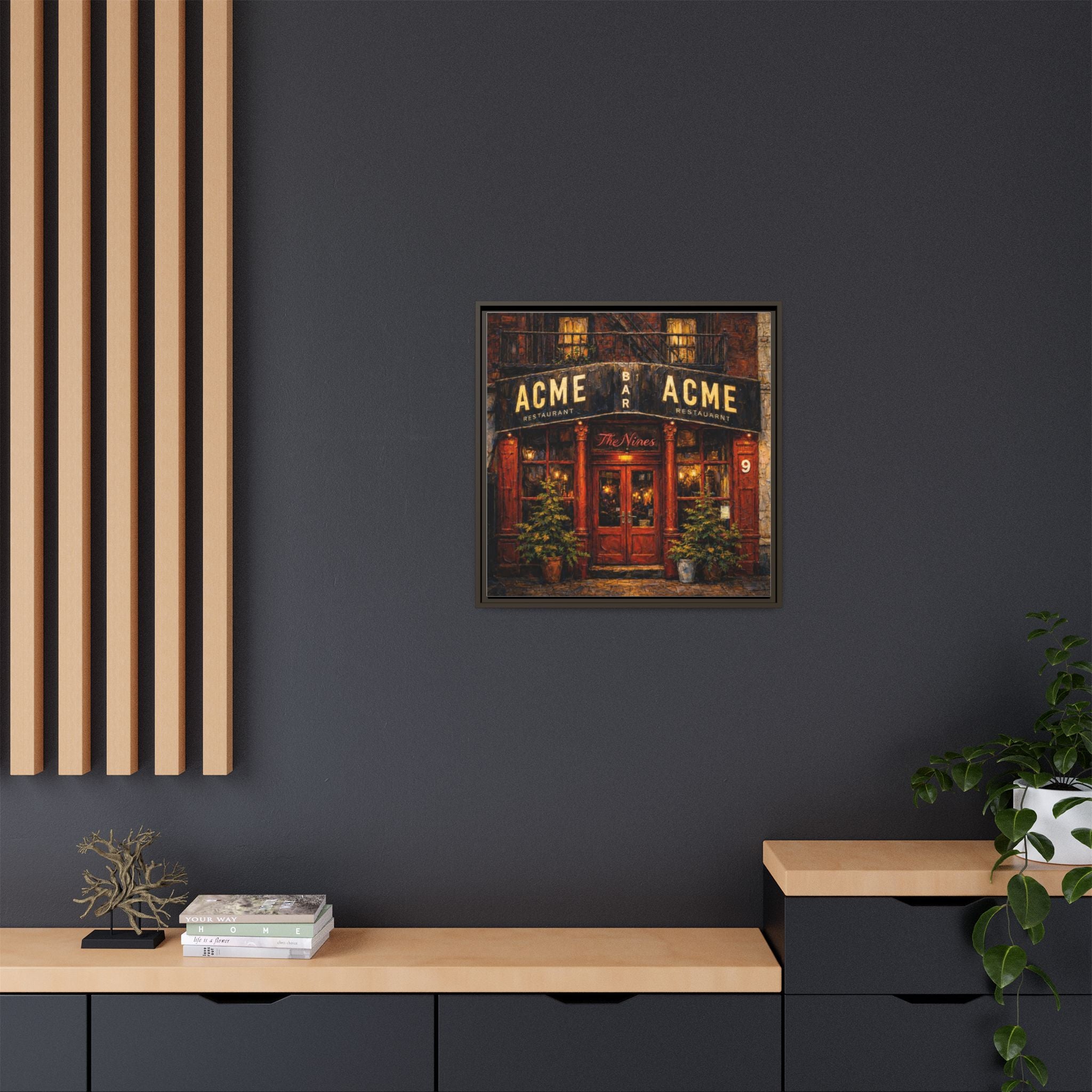 The Nines — Restaurant Print | Matte Canvas + Wooden Frame