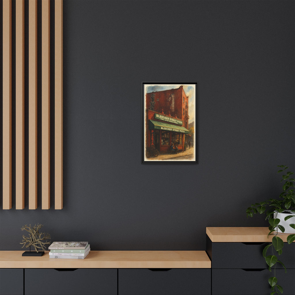 Bleecker Street Pizza — Restaurant Print | Matte Canvas + Wooden Frame