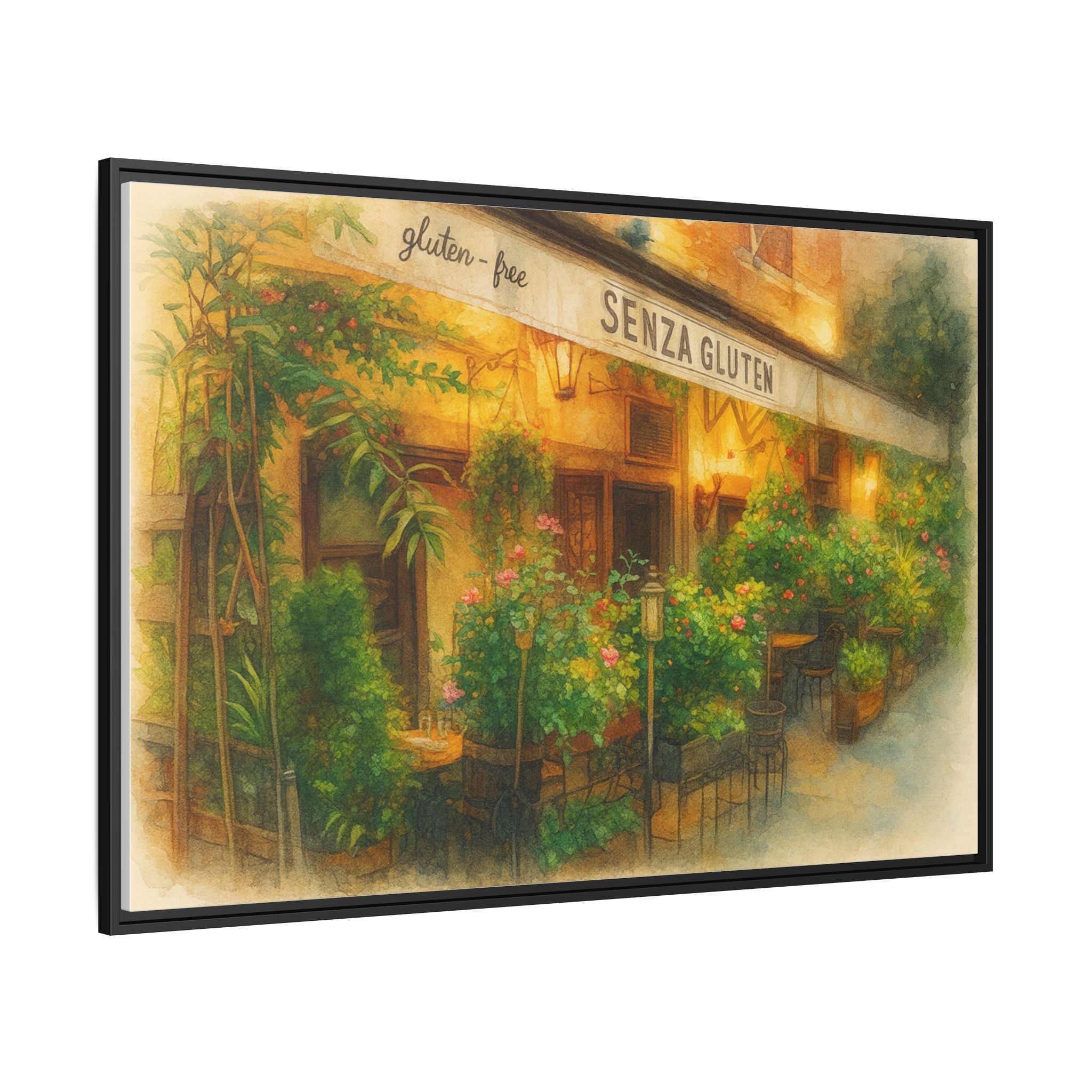 Senza Gluten — Restaurant Print | Matte Canvas + Wooden Frame