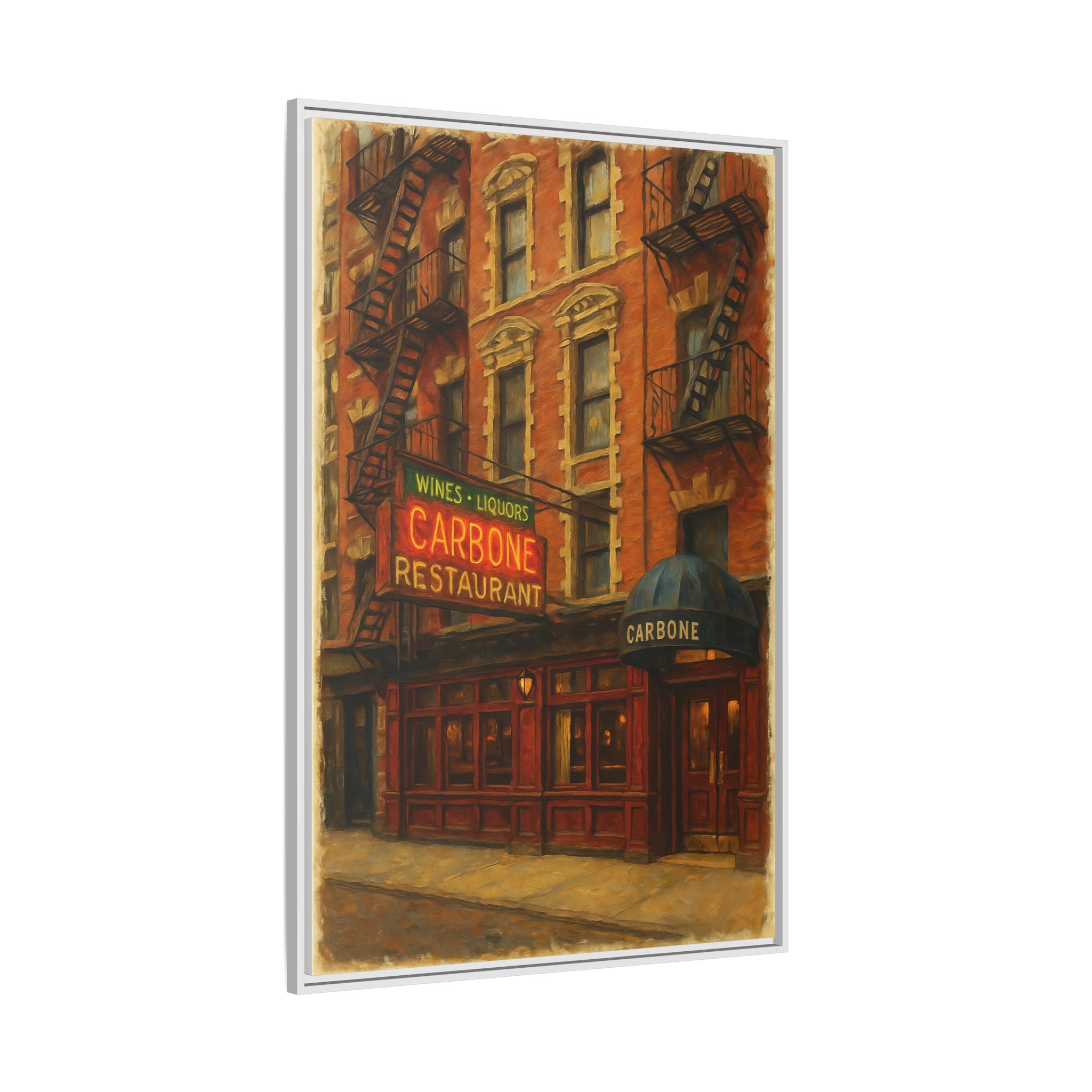 Carbone — Restaurant Print | Matte Canvas + Wooden Frame