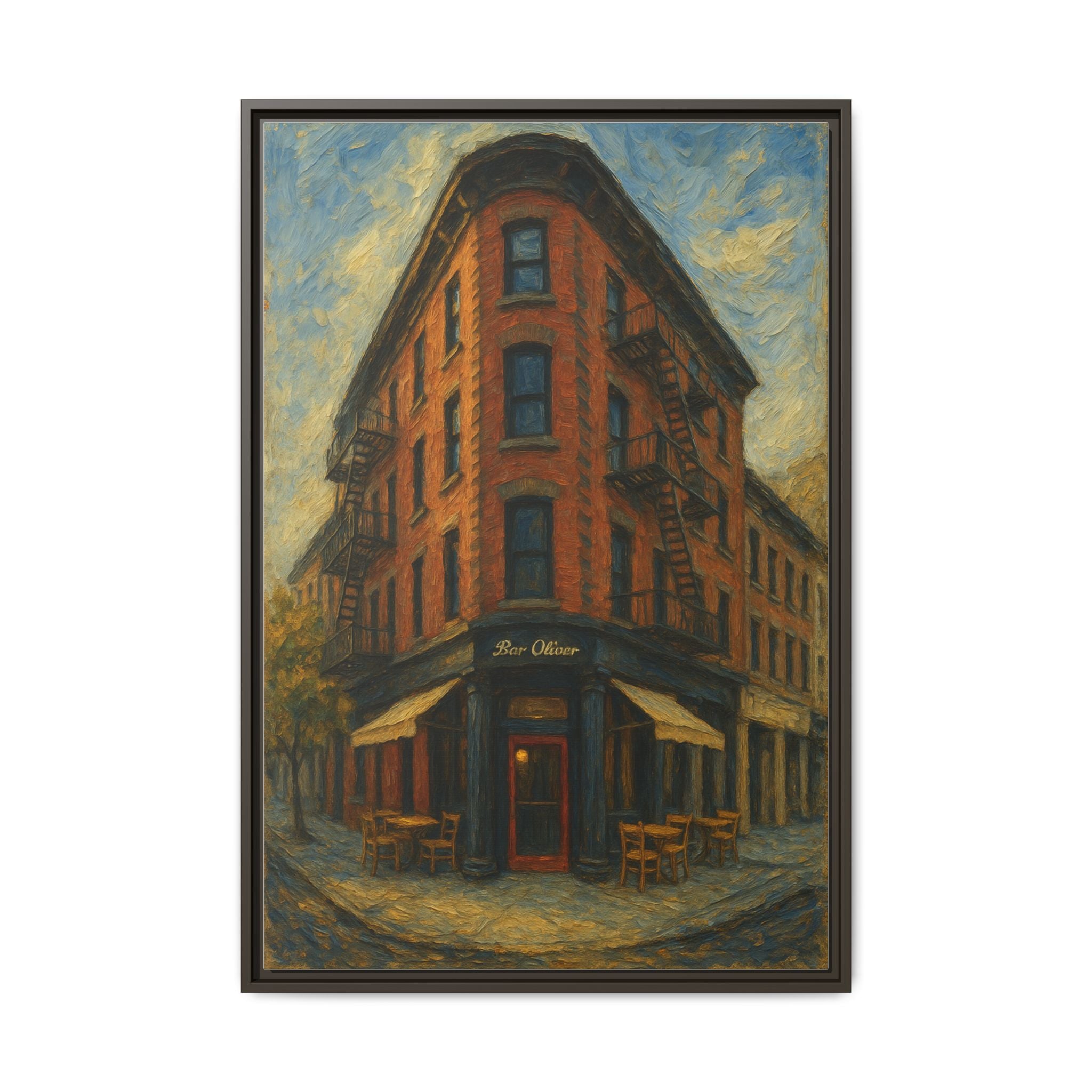 Bar Oliver — Restaurant Print | Matte Canvas + Wooden Frame