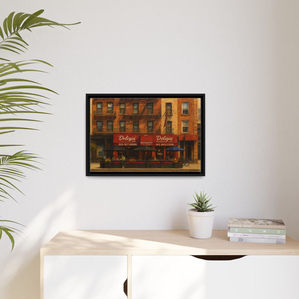 Delizia Pizza — Restaurant Print | Matte Canvas + Wooden Frame