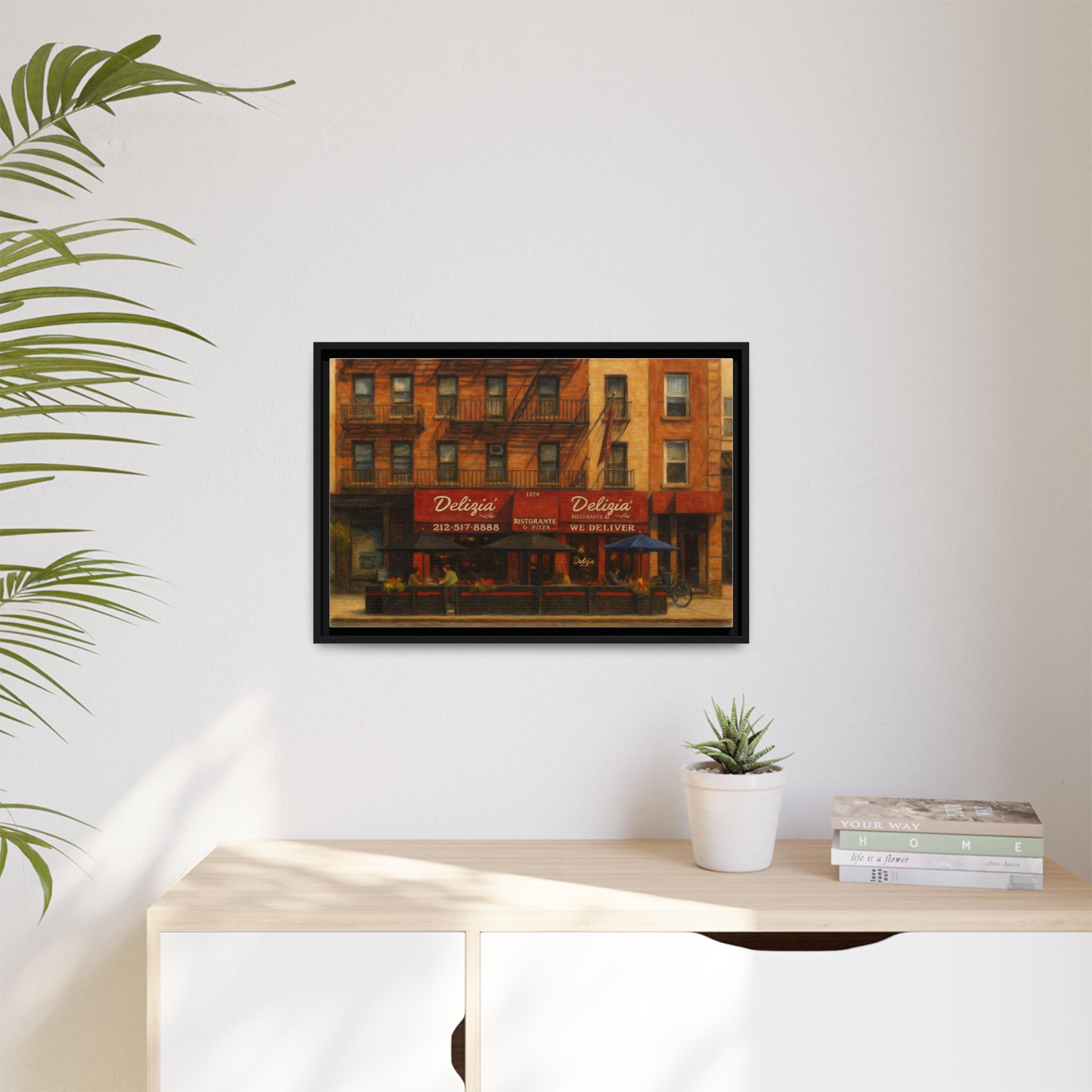 Delizia Pizza — Restaurant Print | Matte Canvas + Wooden Frame