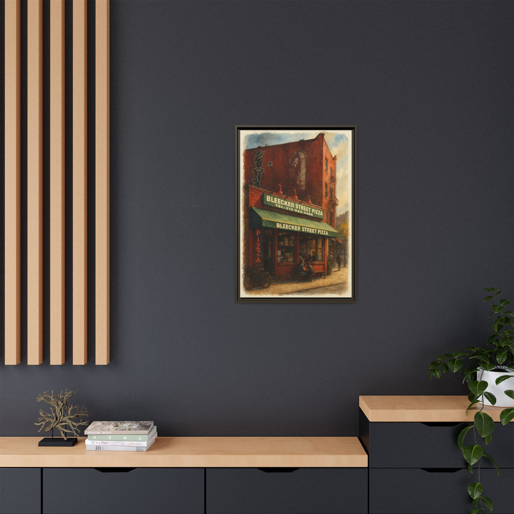 Bleecker Street Pizza — Restaurant Print | Matte Canvas + Wooden Frame
