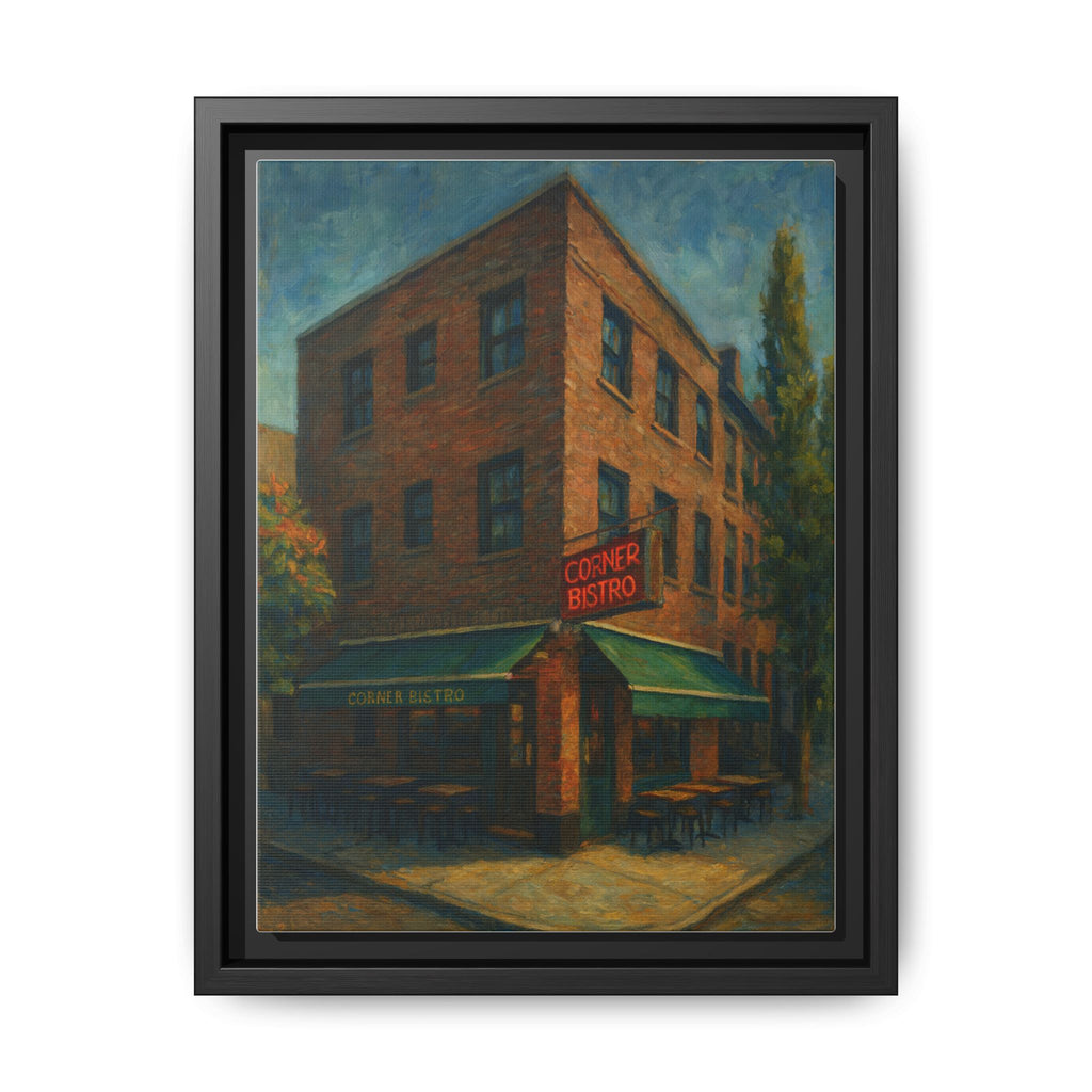 Corner Bistro  — Restaurant Print | Matte Canvas + Wooden Frame