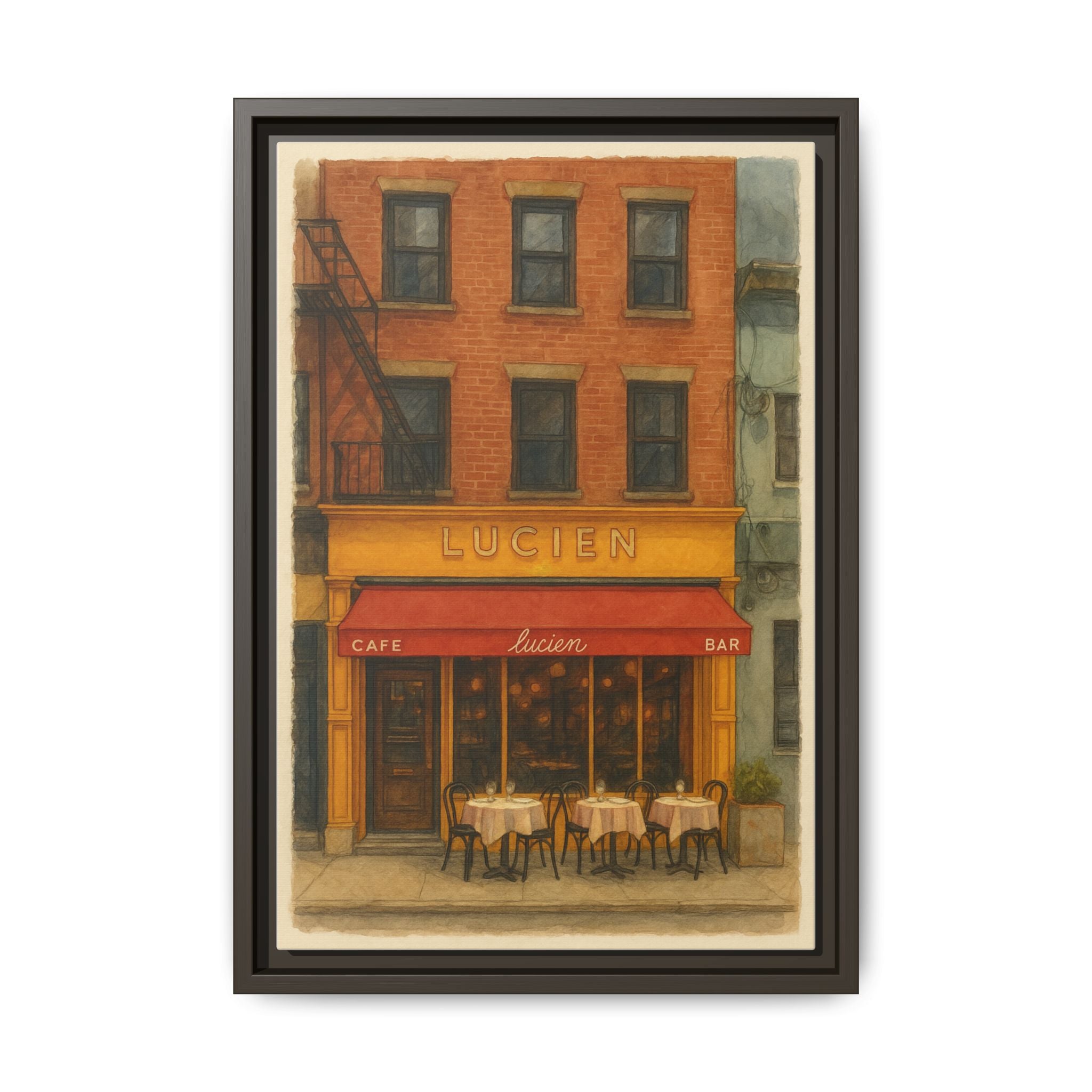 Lucien Restaurant — Restaurant Print | Matte Canvas + Wooden Frame