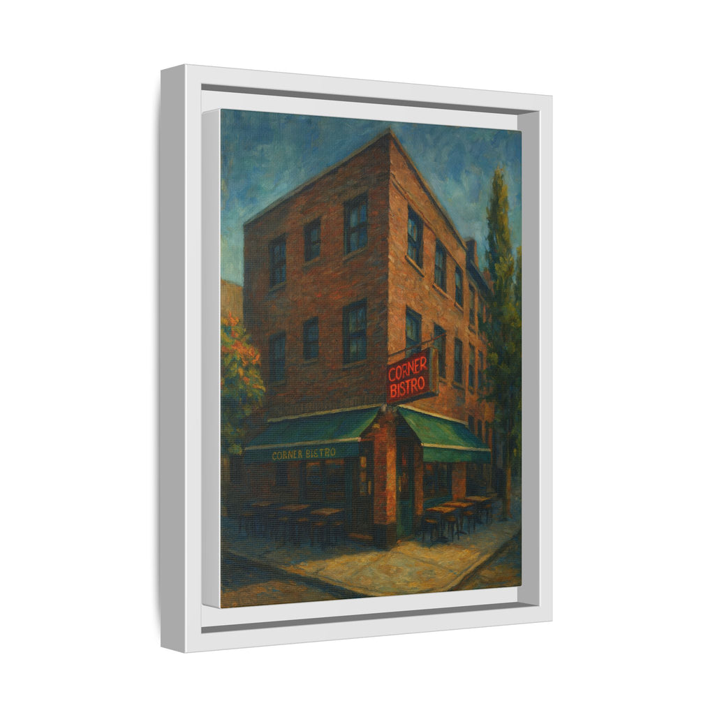 Corner Bistro  — Restaurant Print | Matte Canvas + Wooden Frame