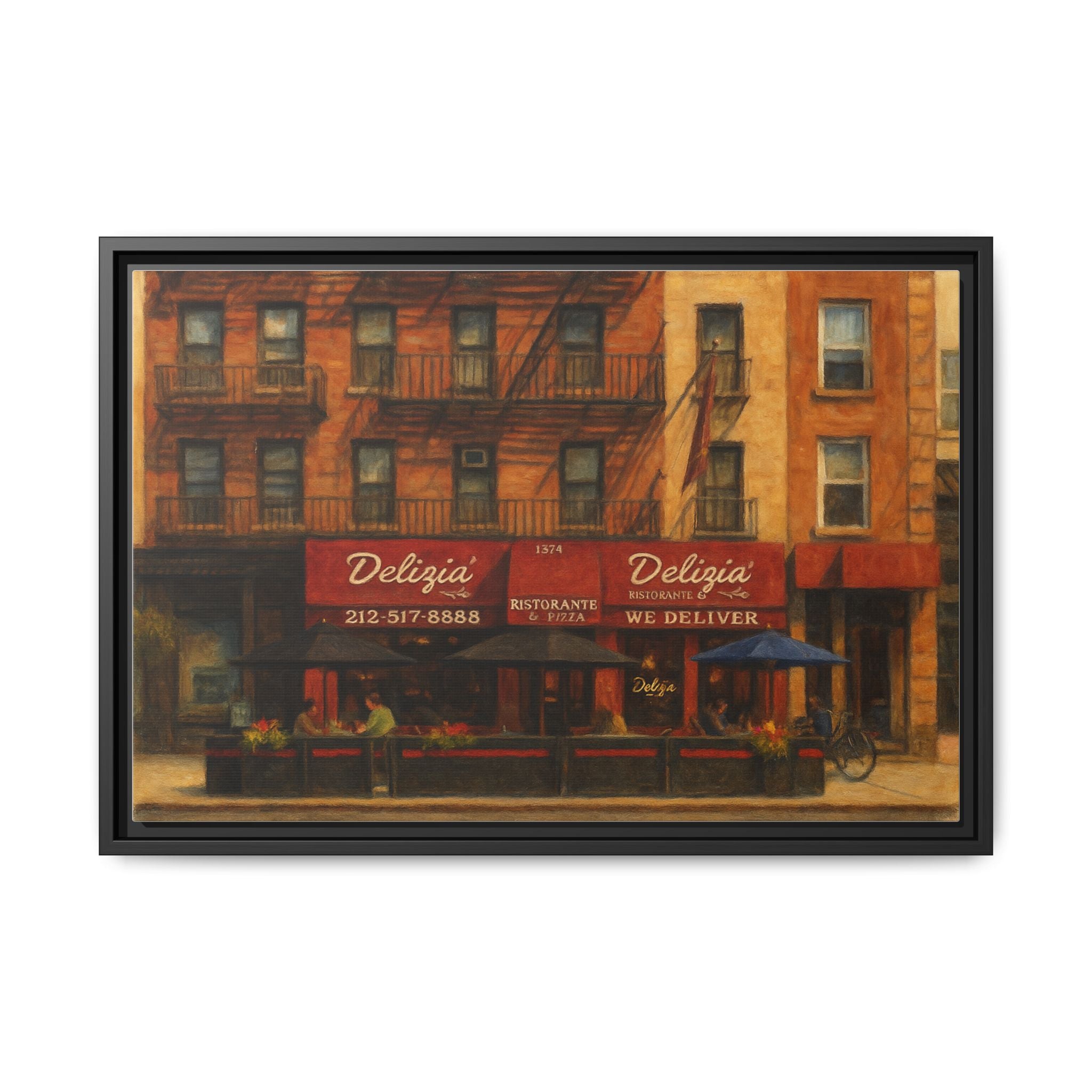 Delizia Pizza — Restaurant Print | Matte Canvas + Wooden Frame