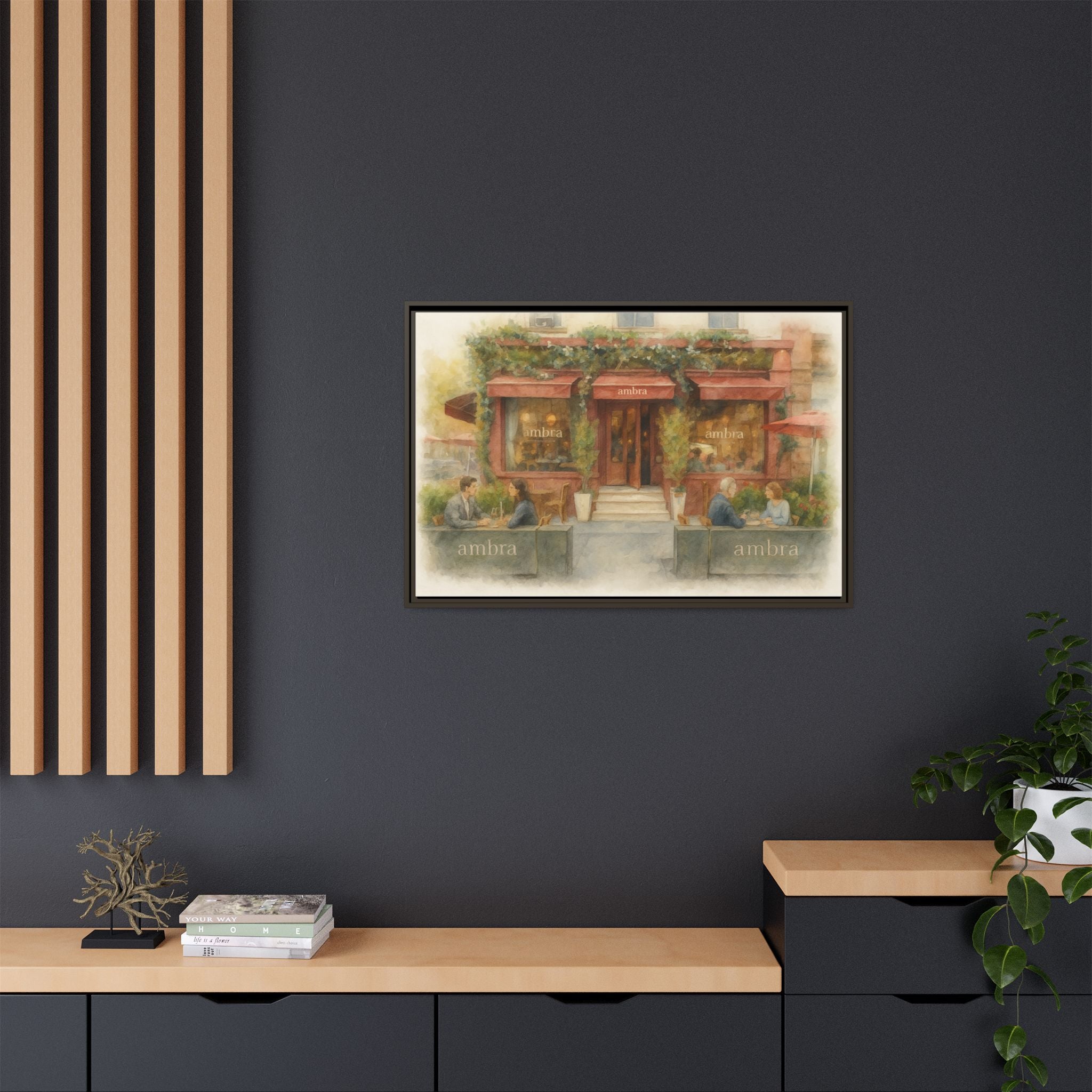 Ambra  — Restaurant Print | Matte Canvas + Wooden Frame
