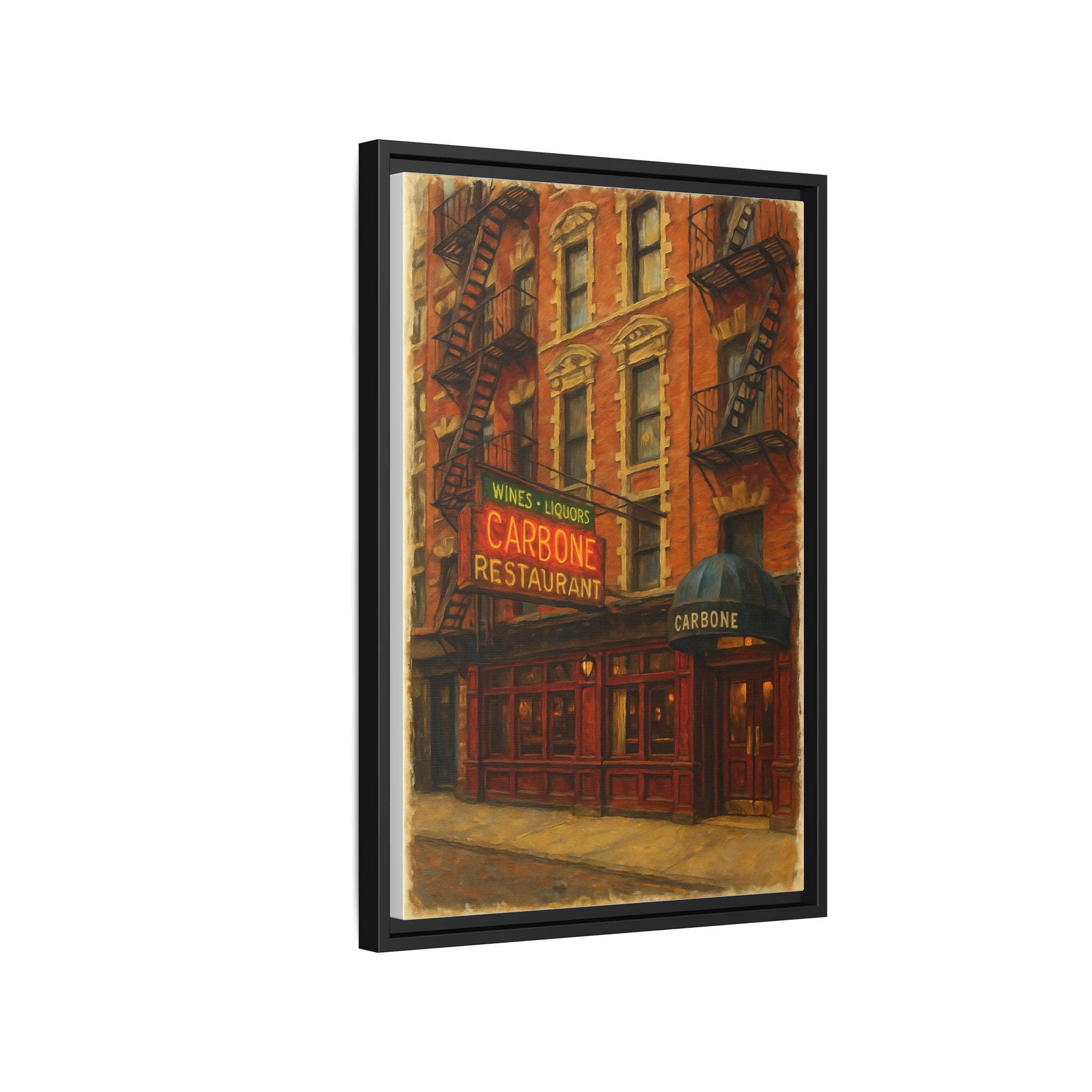 Carbone — Restaurant Print | Matte Canvas + Wooden Frame