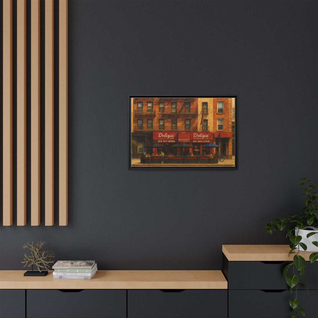 Delizia Pizza — Restaurant Print | Matte Canvas + Wooden Frame