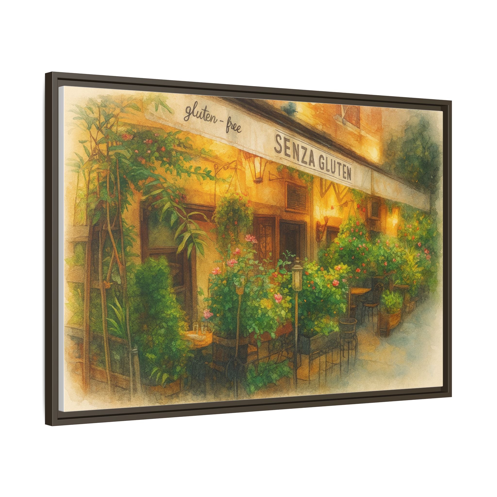 Senza Gluten — Restaurant Print | Matte Canvas + Wooden Frame