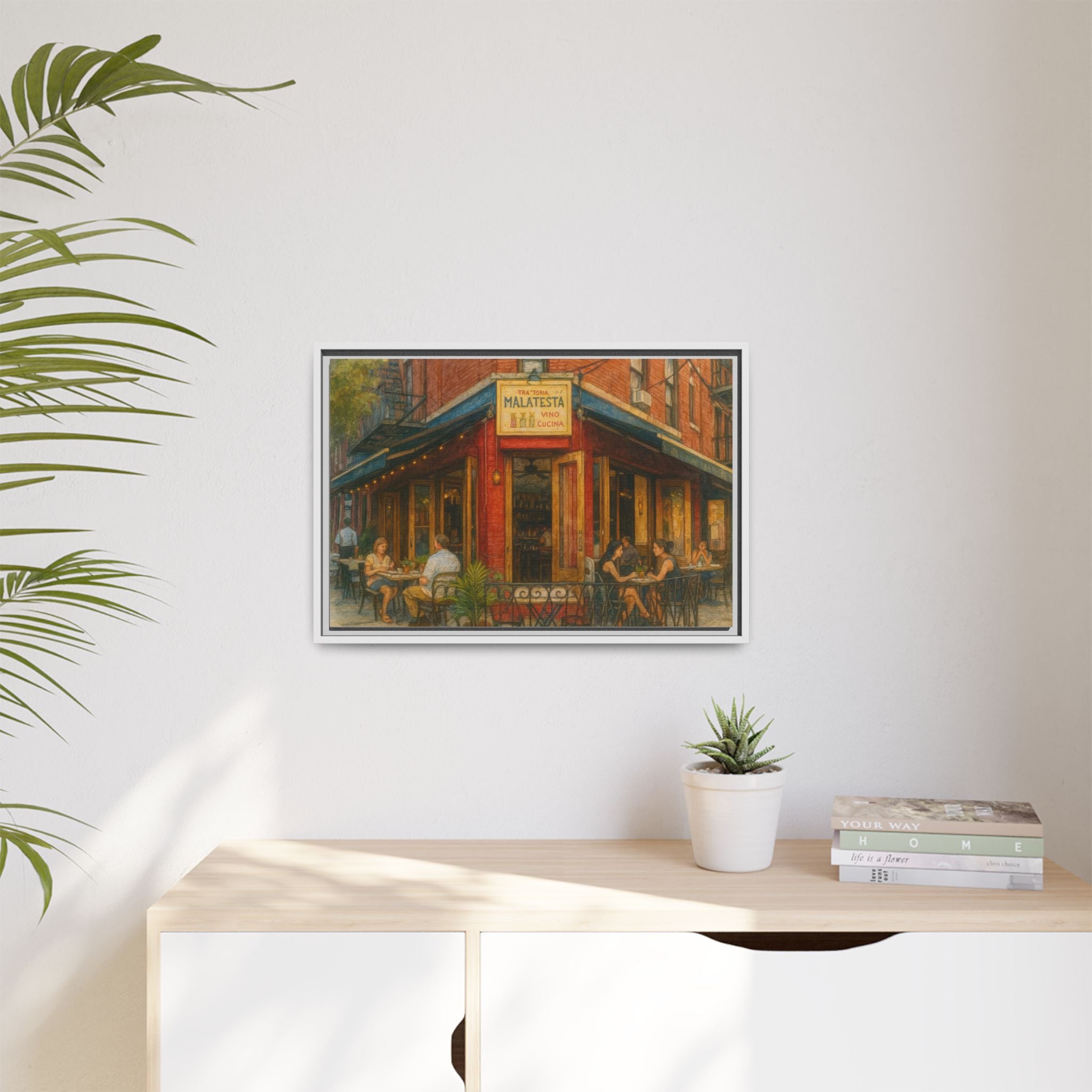 Malatesta Trattoria — Restaurant Print | Matte Canvas + Wooden Frame