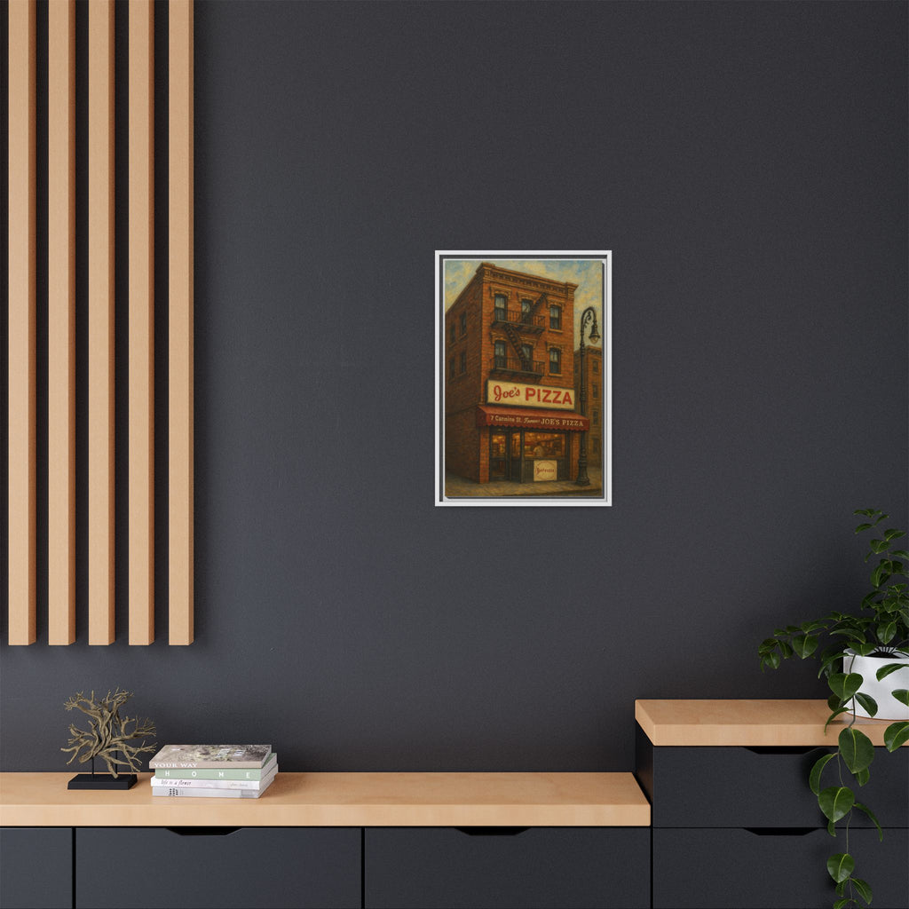 Joe's Pizza — Restaurant Print | Matte Canvas + Wooden Frame