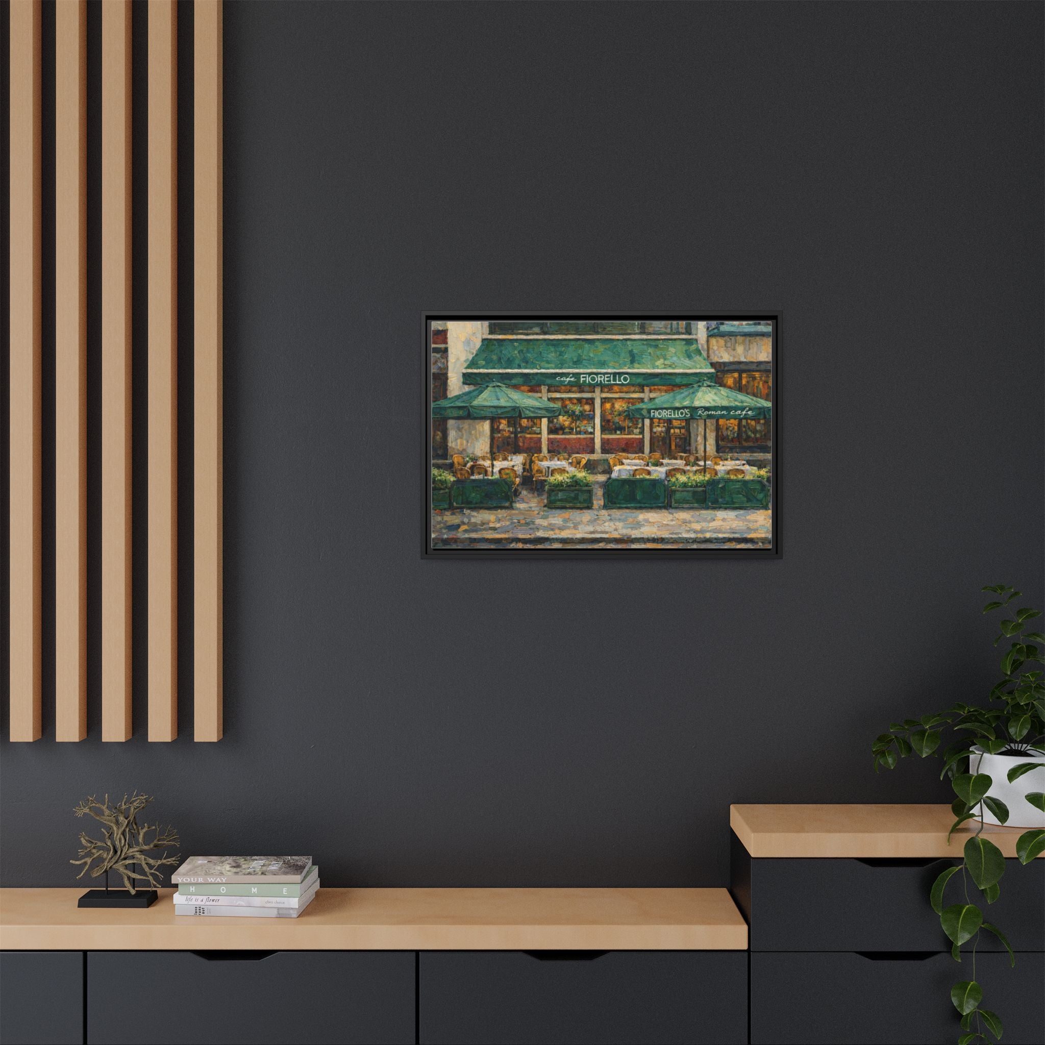 Cafe Fiorello — Restaurant Print | Matte Canvas + Wooden Frame