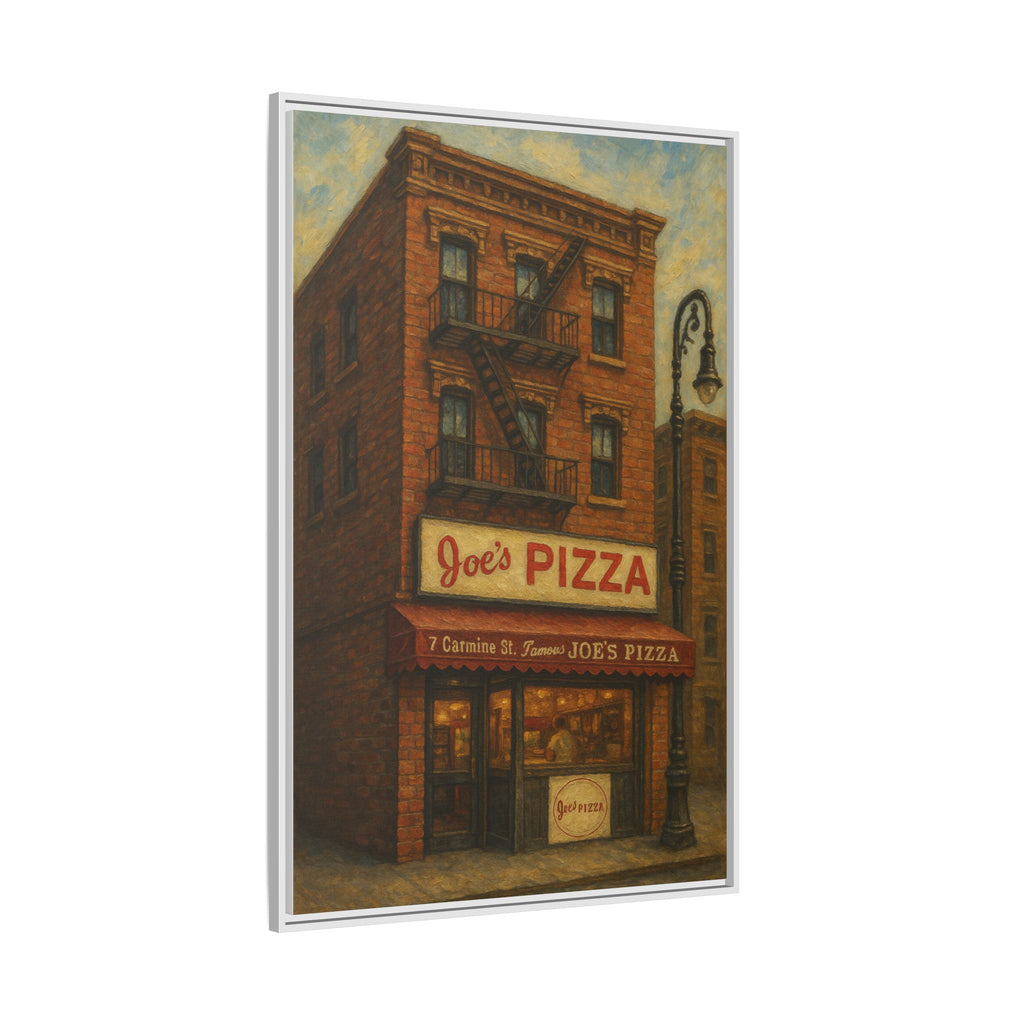 Joe's Pizza — Restaurant Print | Matte Canvas + Wooden Frame