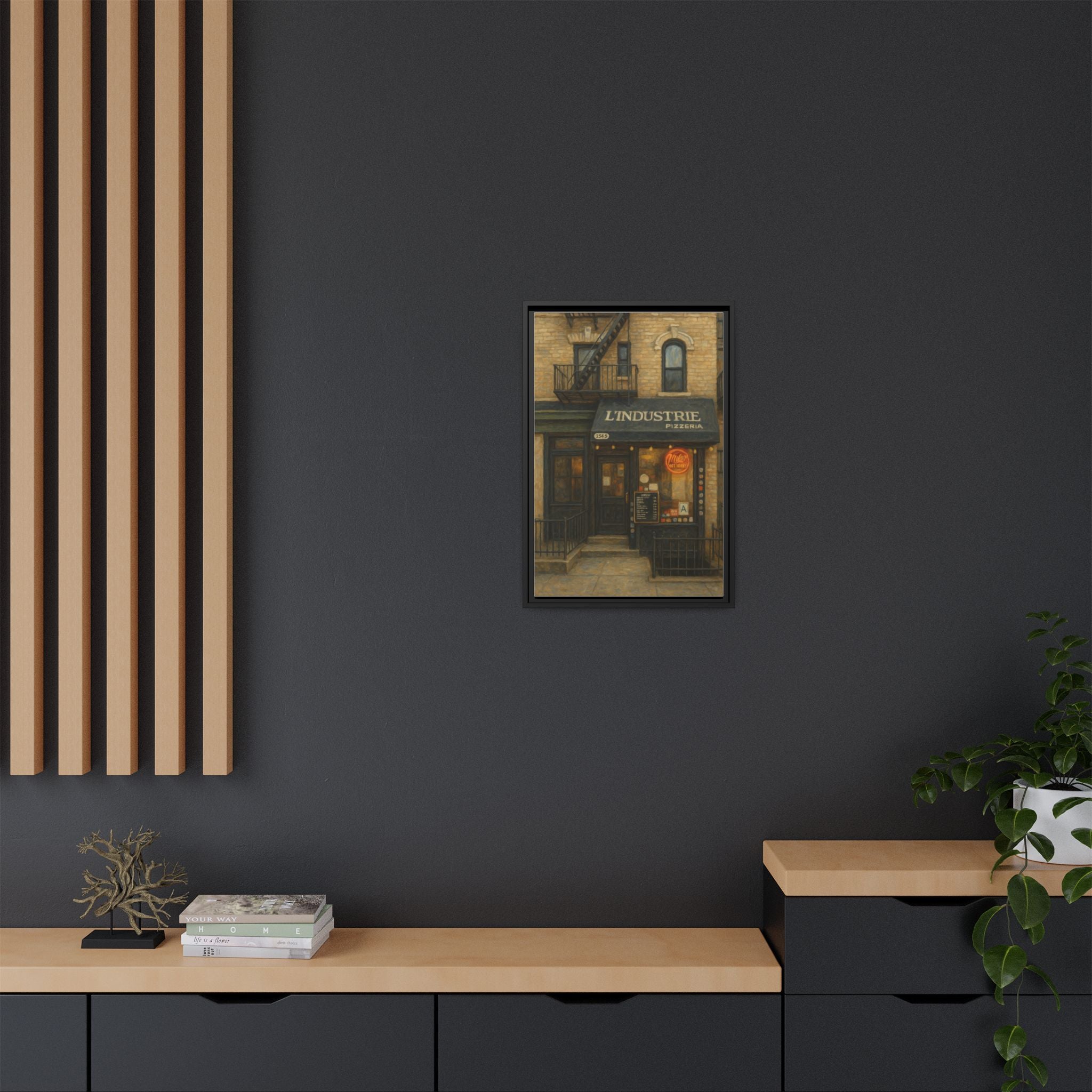 L'Industrie Pizza — Restaurant Print | Matte Canvas + Wooden Frame