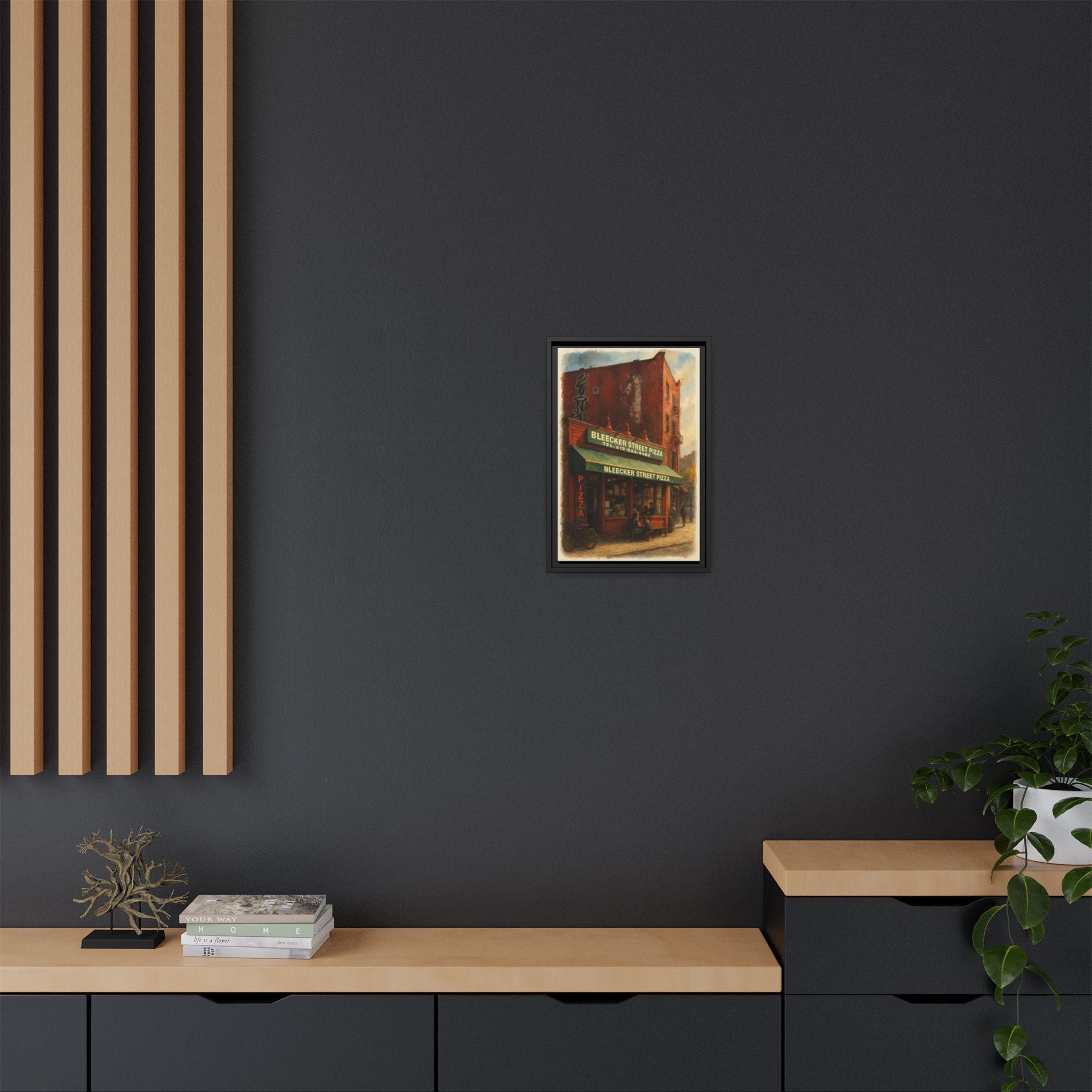Bleecker Street Pizza — Restaurant Print | Matte Canvas + Wooden Frame