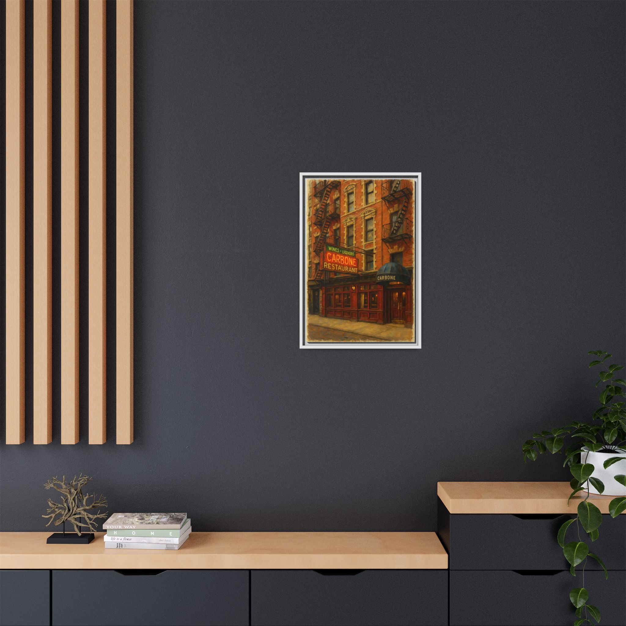 Carbone — Restaurant Print | Matte Canvas + Wooden Frame
