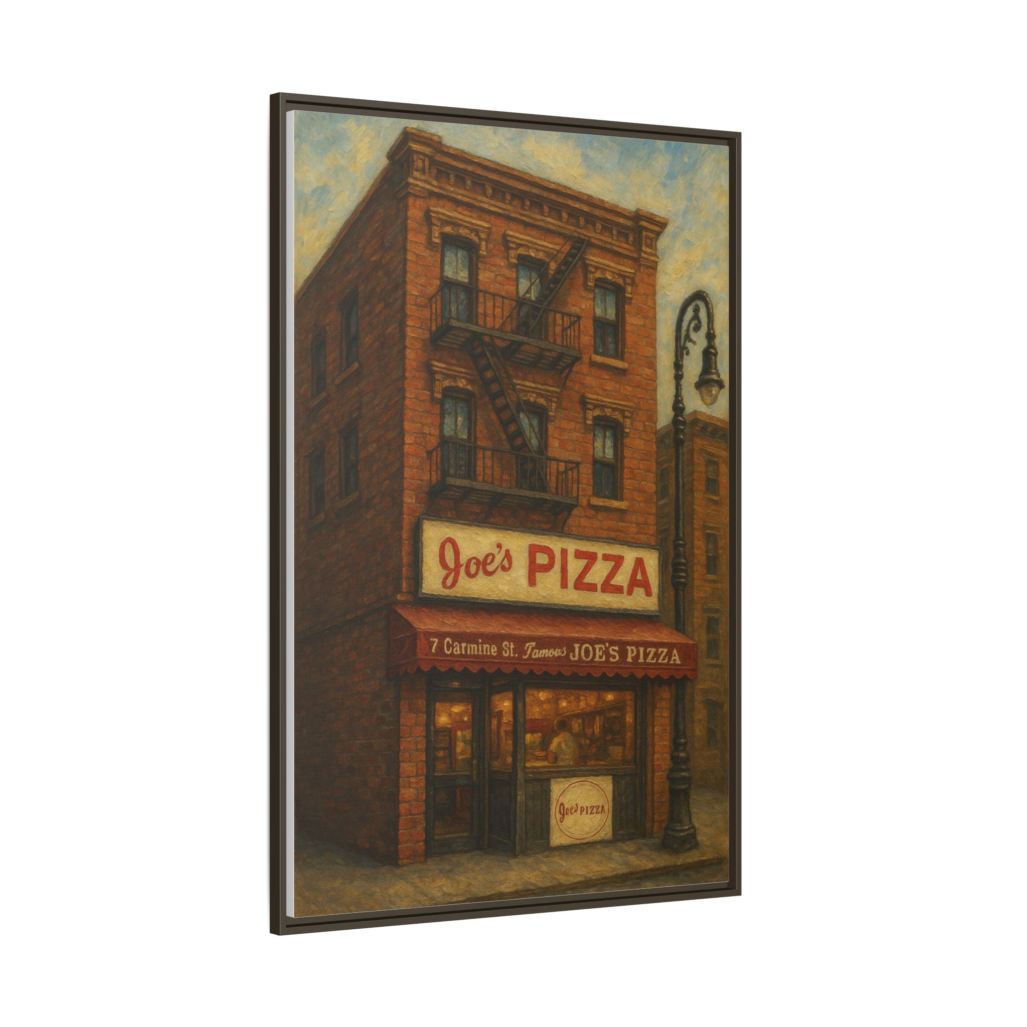 Joe's Pizza — Restaurant Print | Matte Canvas + Wooden Frame