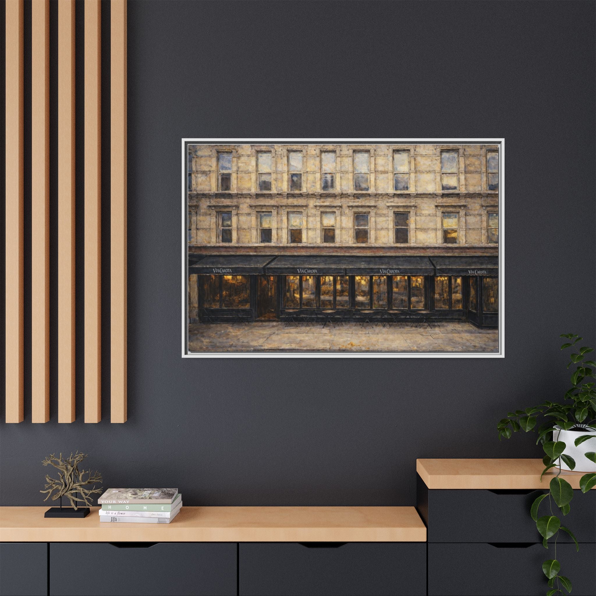 Via Carota — Restaurant Print | Matte Canvas + Wooden Frame