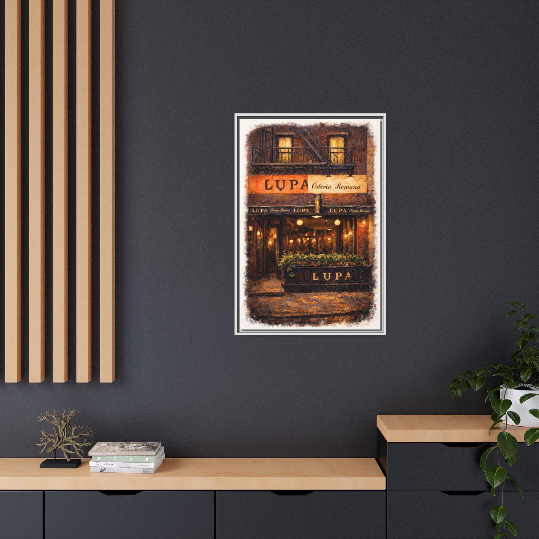 Lupa Osteria Romana — Restaurant Print | Matte Canvas + Wooden Frame