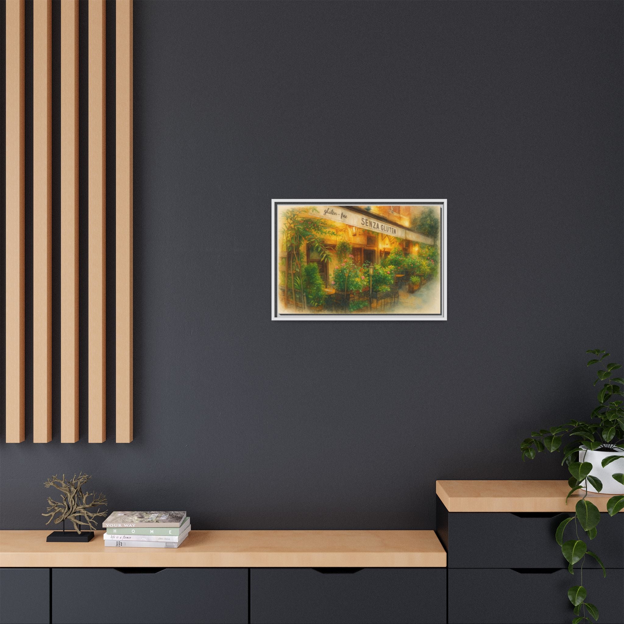 Senza Gluten — Restaurant Print | Matte Canvas + Wooden Frame