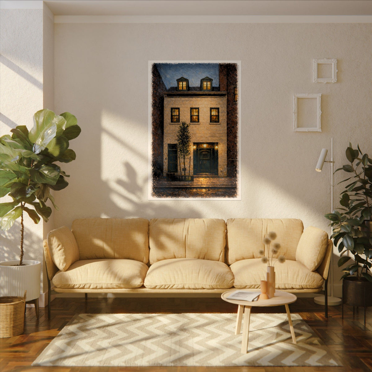 The Eighty Six art poster on the wall above a sofa