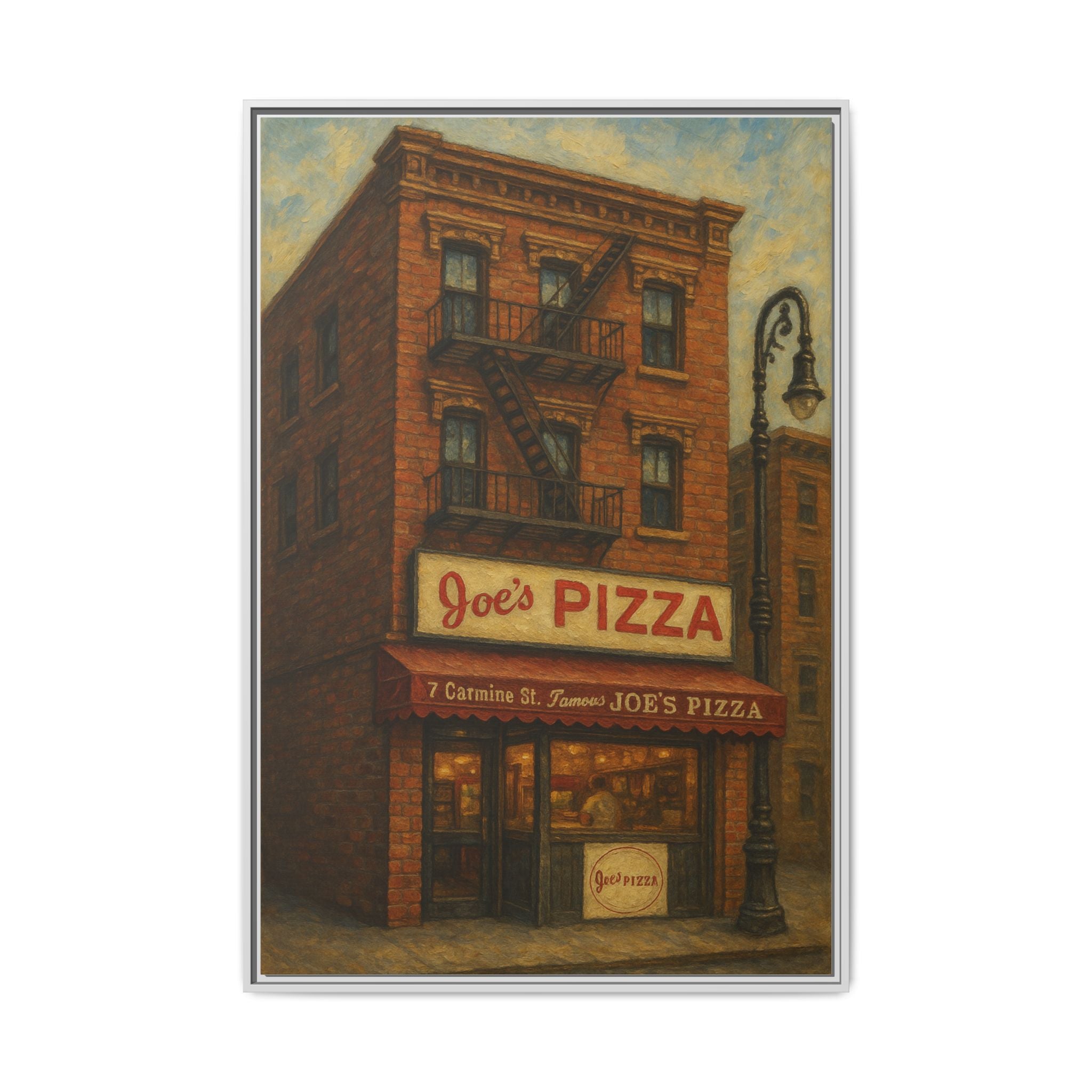 Joe's Pizza — Restaurant Print | Matte Canvas + Wooden Frame
