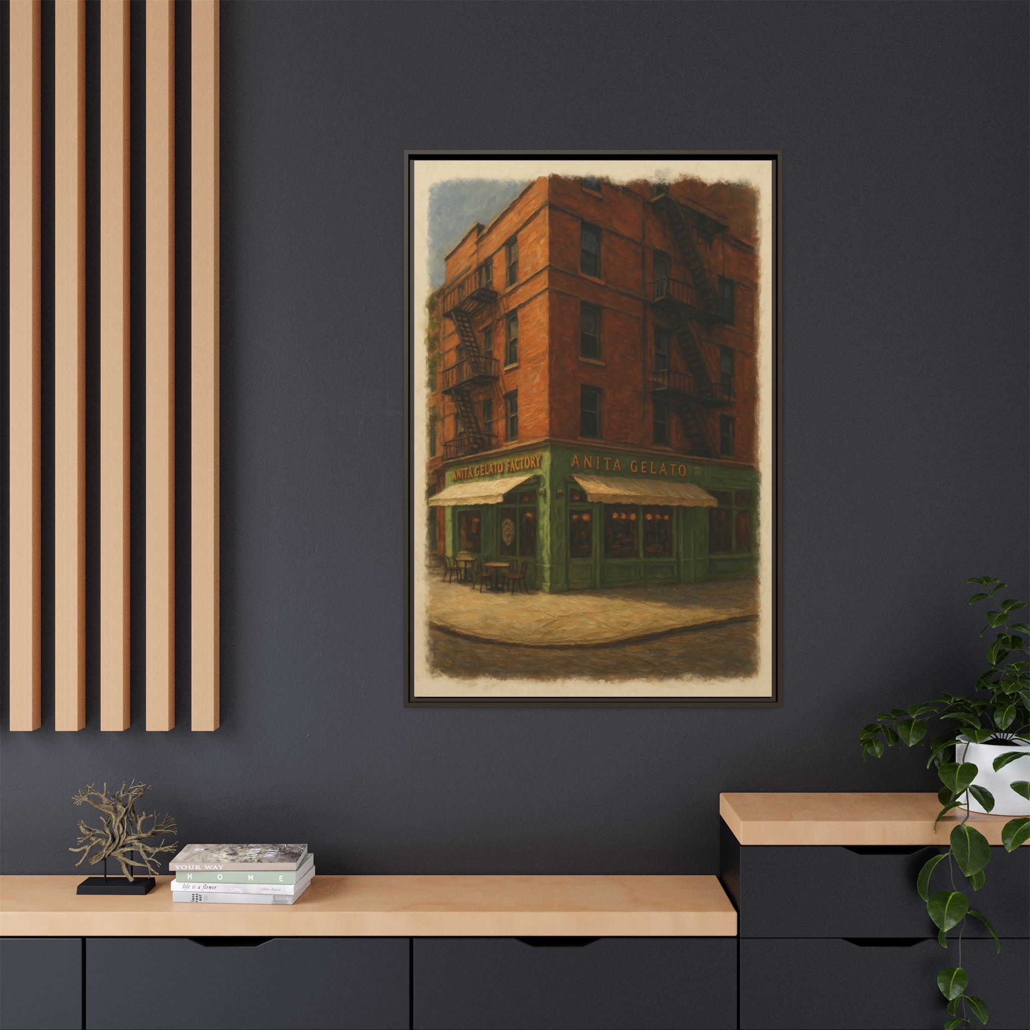 Anita Gelato — Restaurant Print | Matte Canvas + Wooden Frame