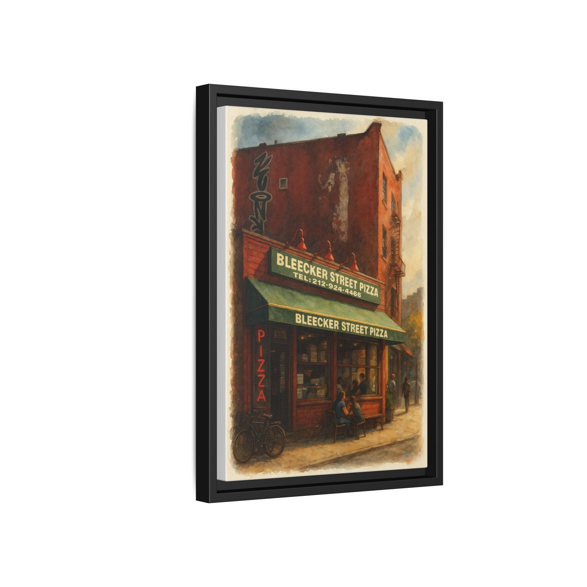 Bleecker Street Pizza — Restaurant Print | Matte Canvas + Wooden Frame