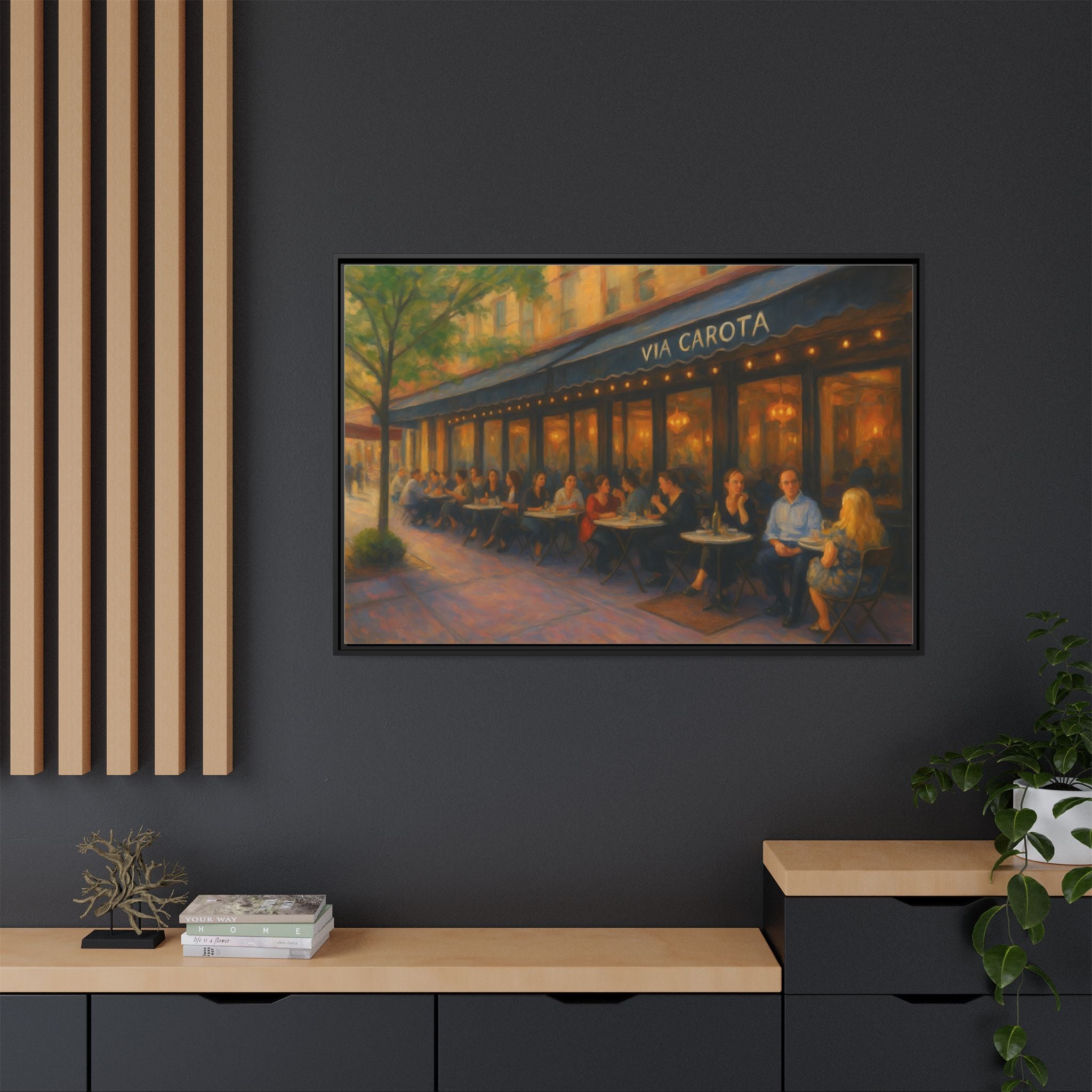 Via Carota — Restaurant Print | Matte Canvas + Wooden Frame