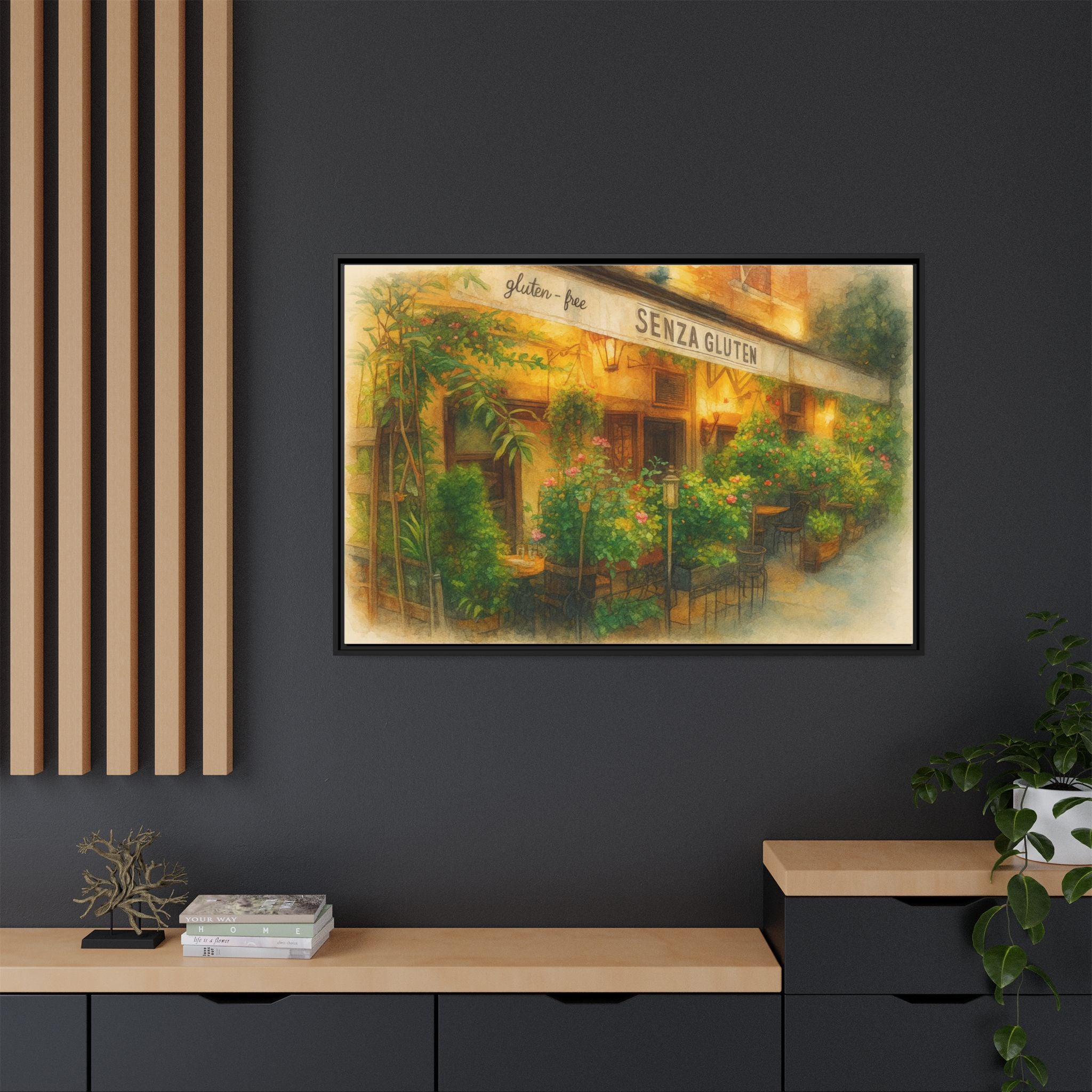 Senza Gluten — Restaurant Print | Matte Canvas + Wooden Frame
