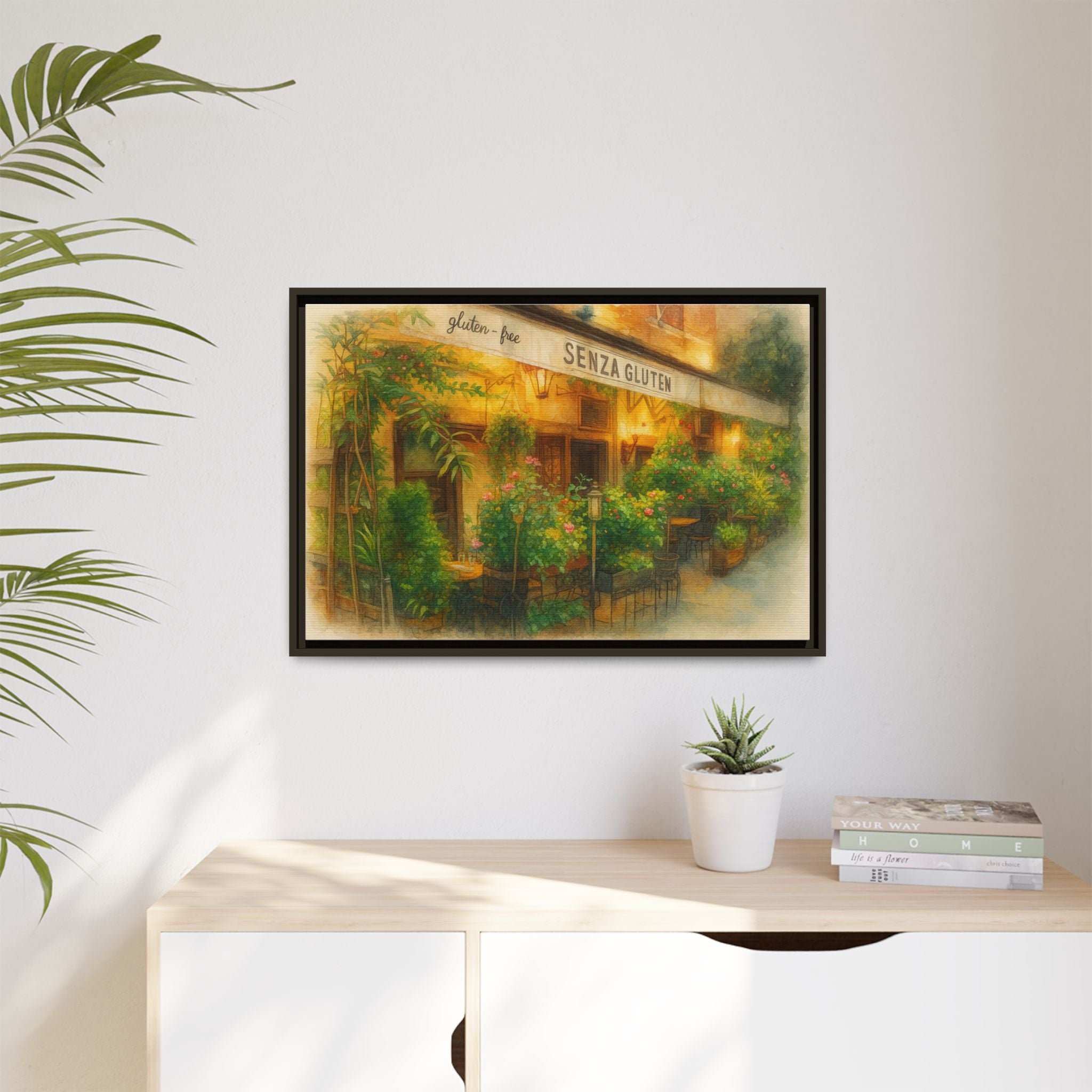 Senza Gluten — Restaurant Print | Matte Canvas + Wooden Frame