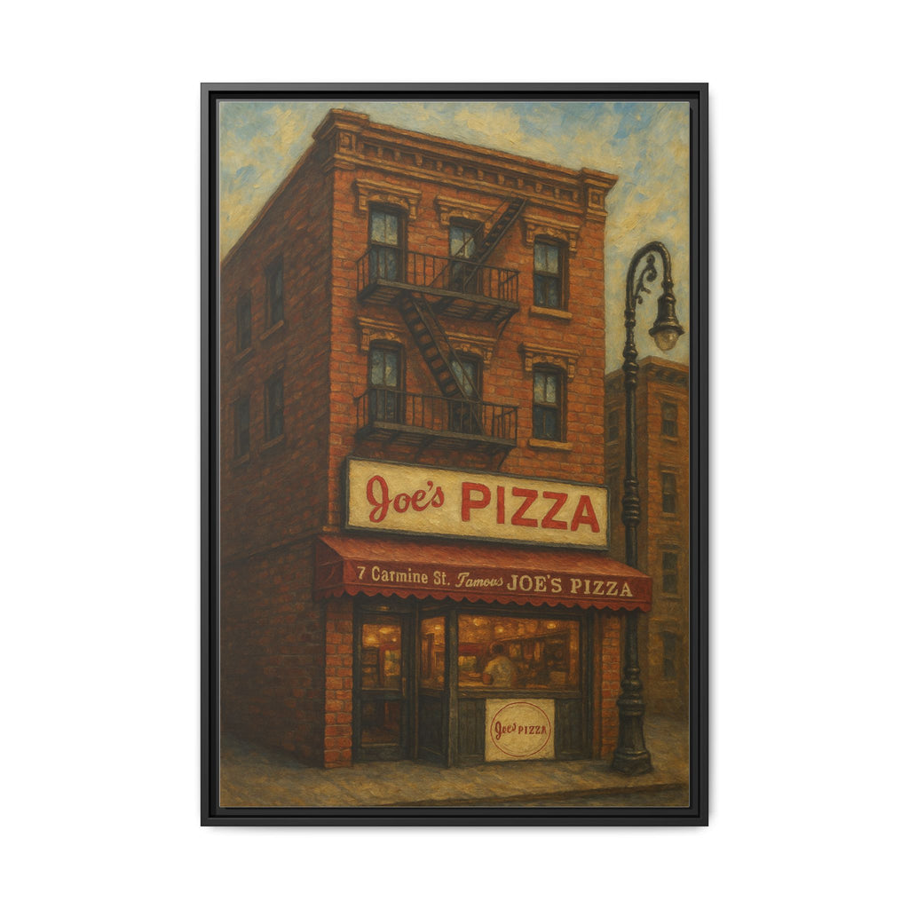 Joe's Pizza — Restaurant Print | Matte Canvas + Wooden Frame