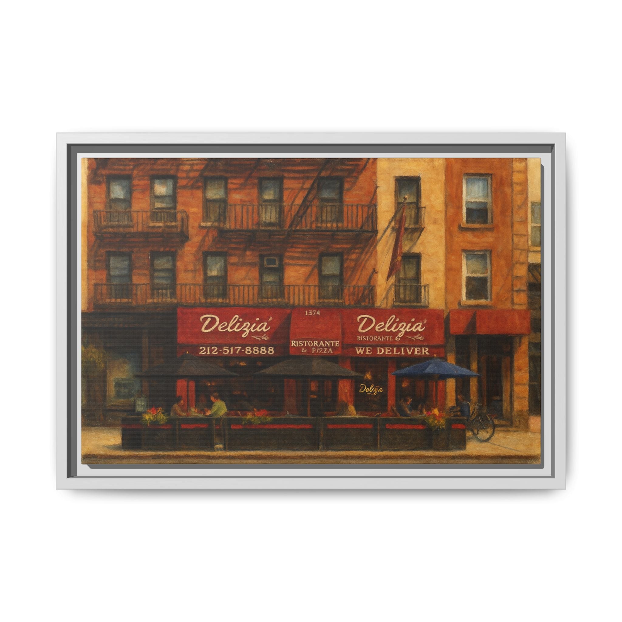 Delizia Pizza — Restaurant Print | Matte Canvas + Wooden Frame