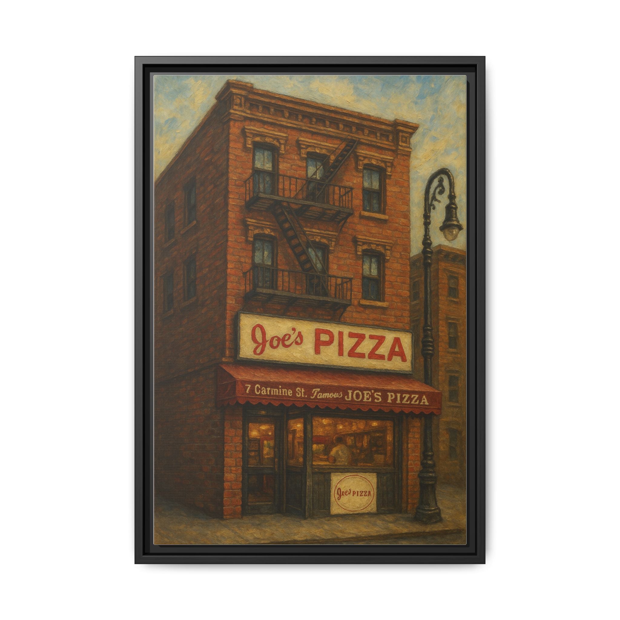 Joe's Pizza — Restaurant Print | Matte Canvas + Wooden Frame