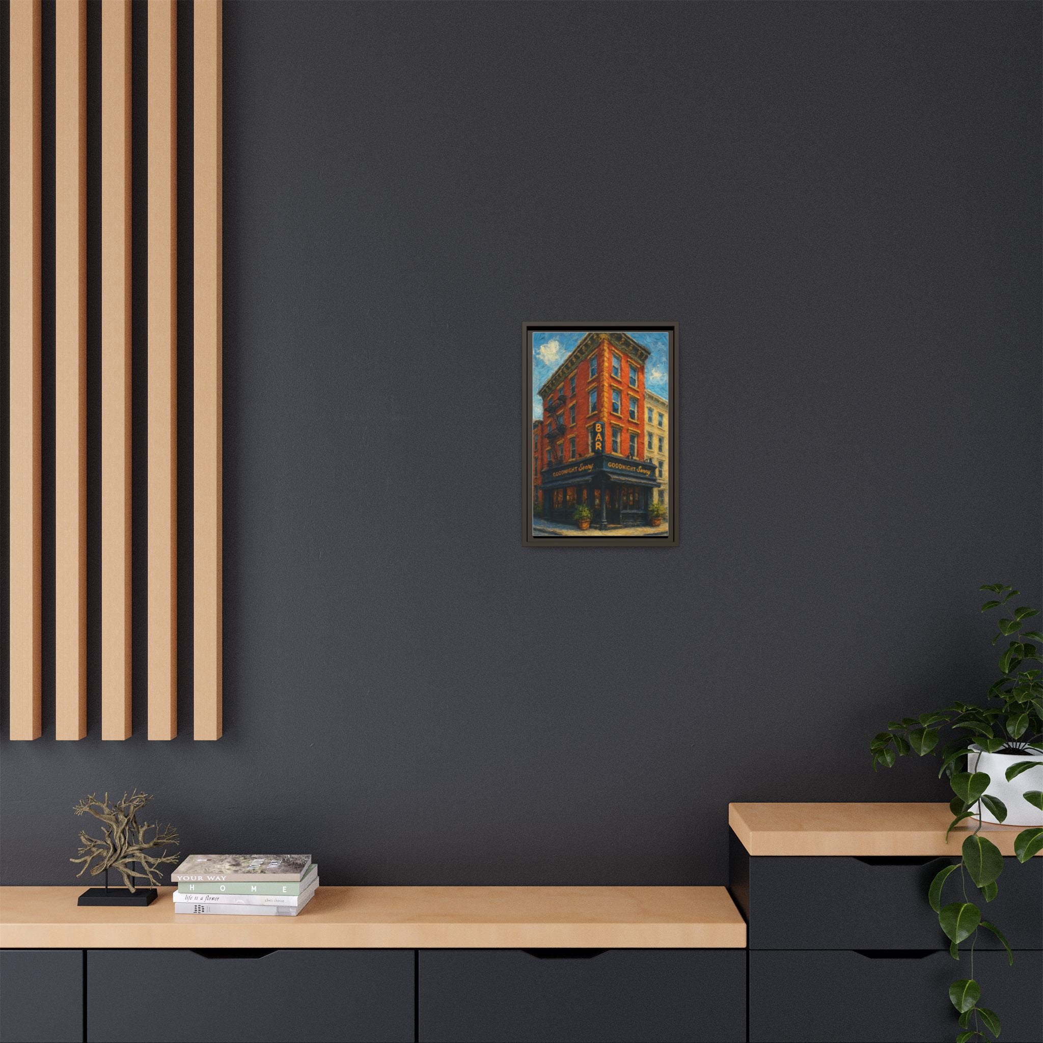 Goodnight Sonny — Restaurant Print | Matte Canvas + Wooden Frame