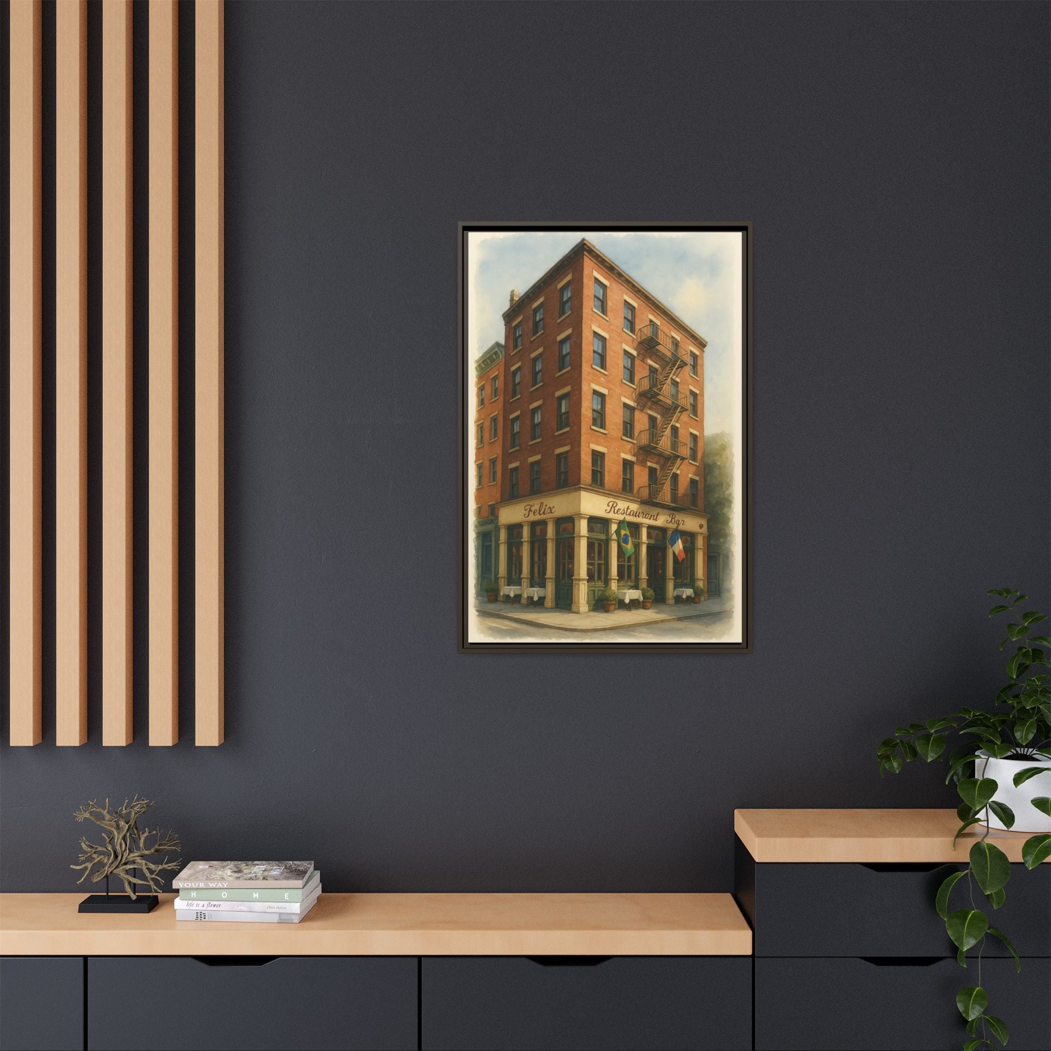 Felix — Restaurant Print | Matte Canvas + Wooden Frame
