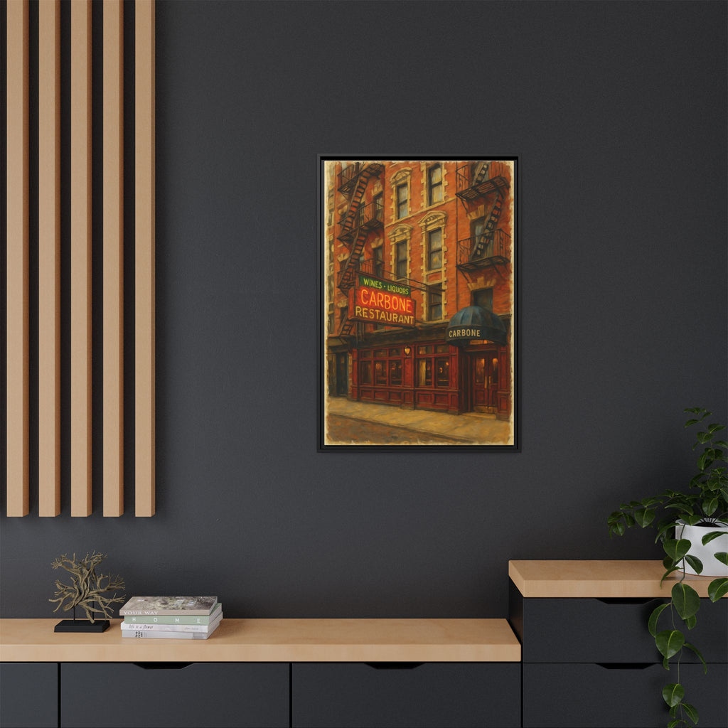 Carbone — Restaurant Print | Matte Canvas + Wooden Frame
