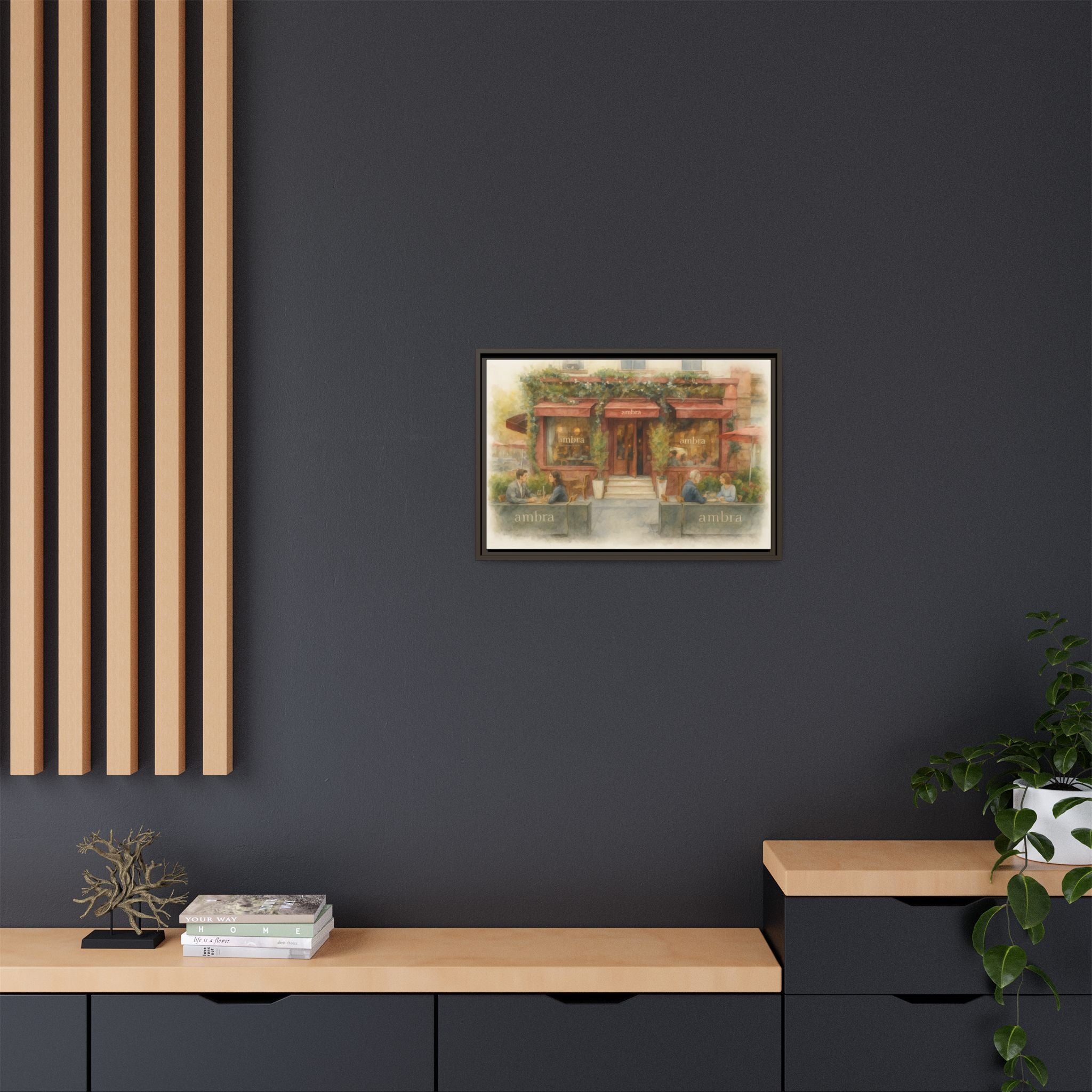 Ambra  — Restaurant Print | Matte Canvas + Wooden Frame