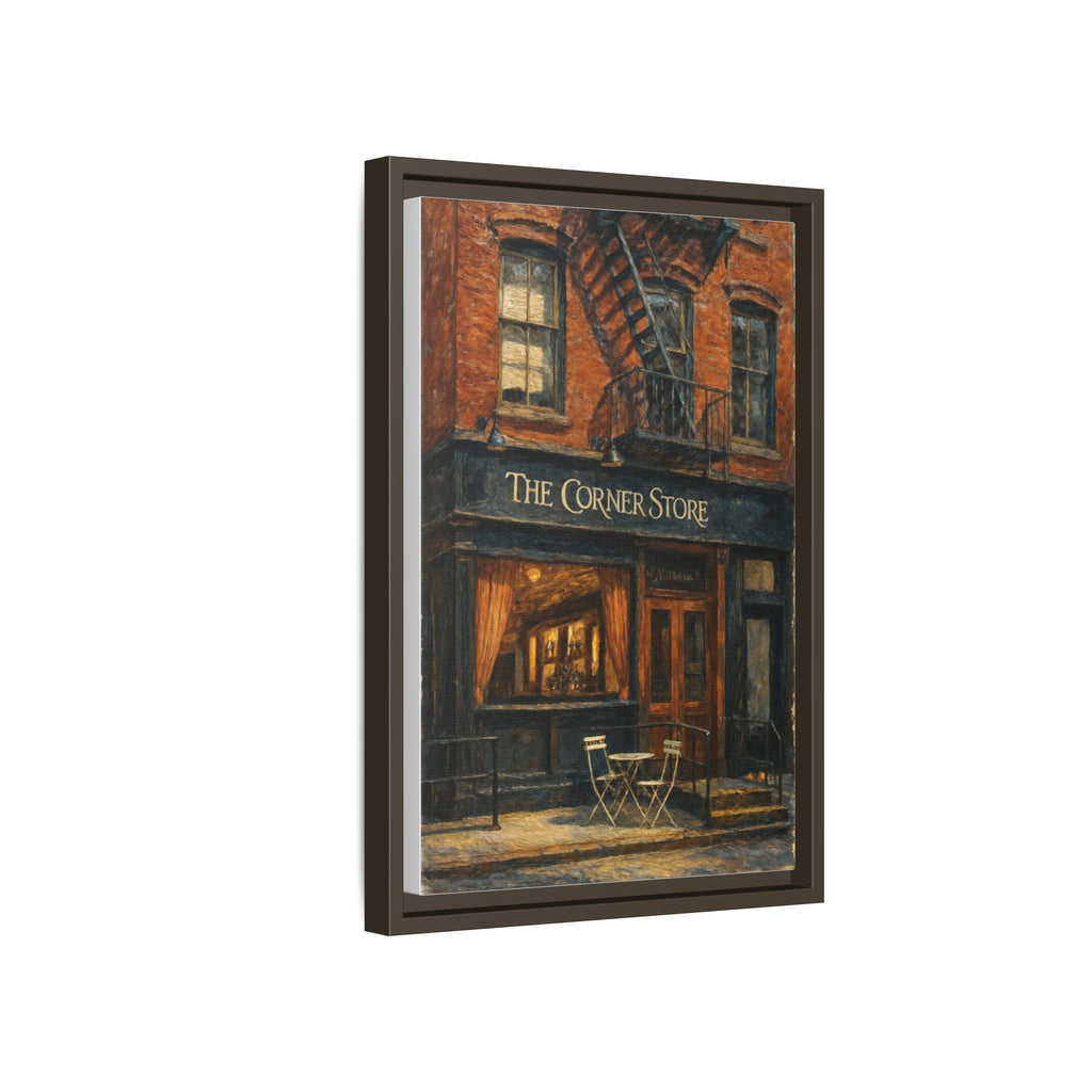The Corner Store — Restaurant Print | Matte Canvas + Wooden Frame