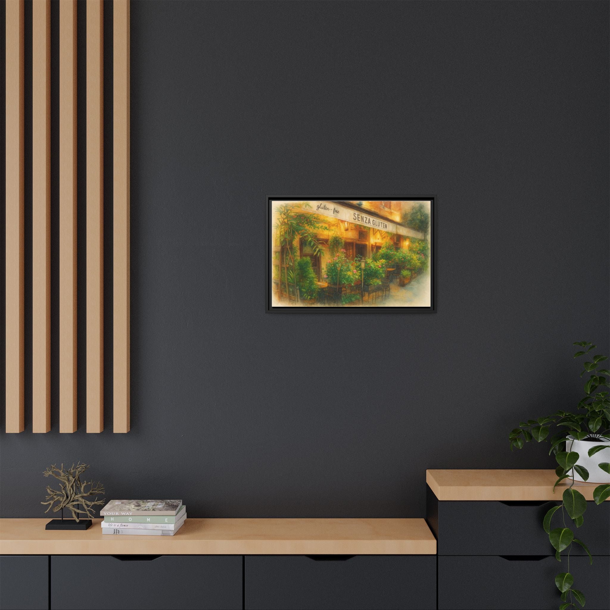 Senza Gluten — Restaurant Print | Matte Canvas + Wooden Frame