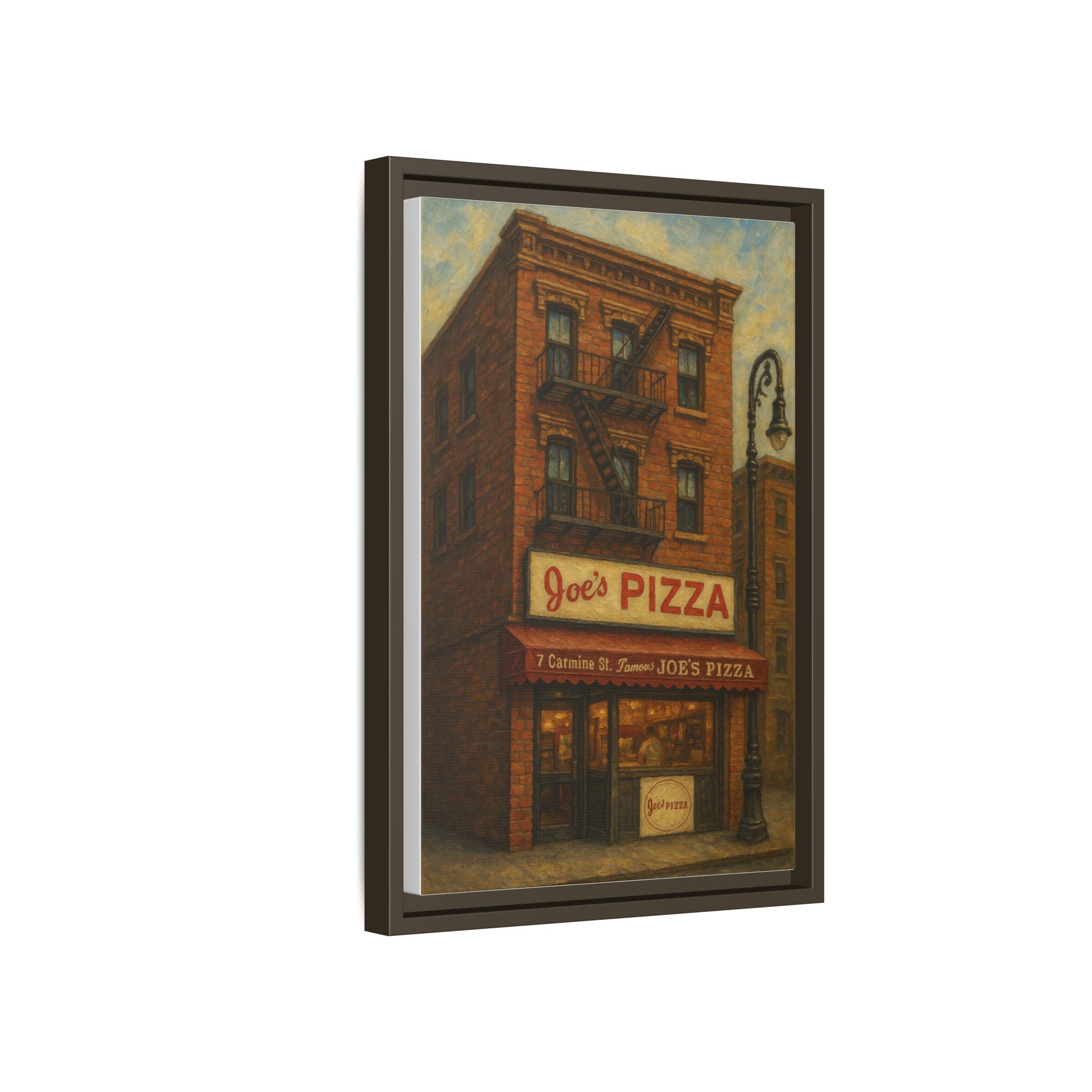 Joe's Pizza — Restaurant Print | Matte Canvas + Wooden Frame