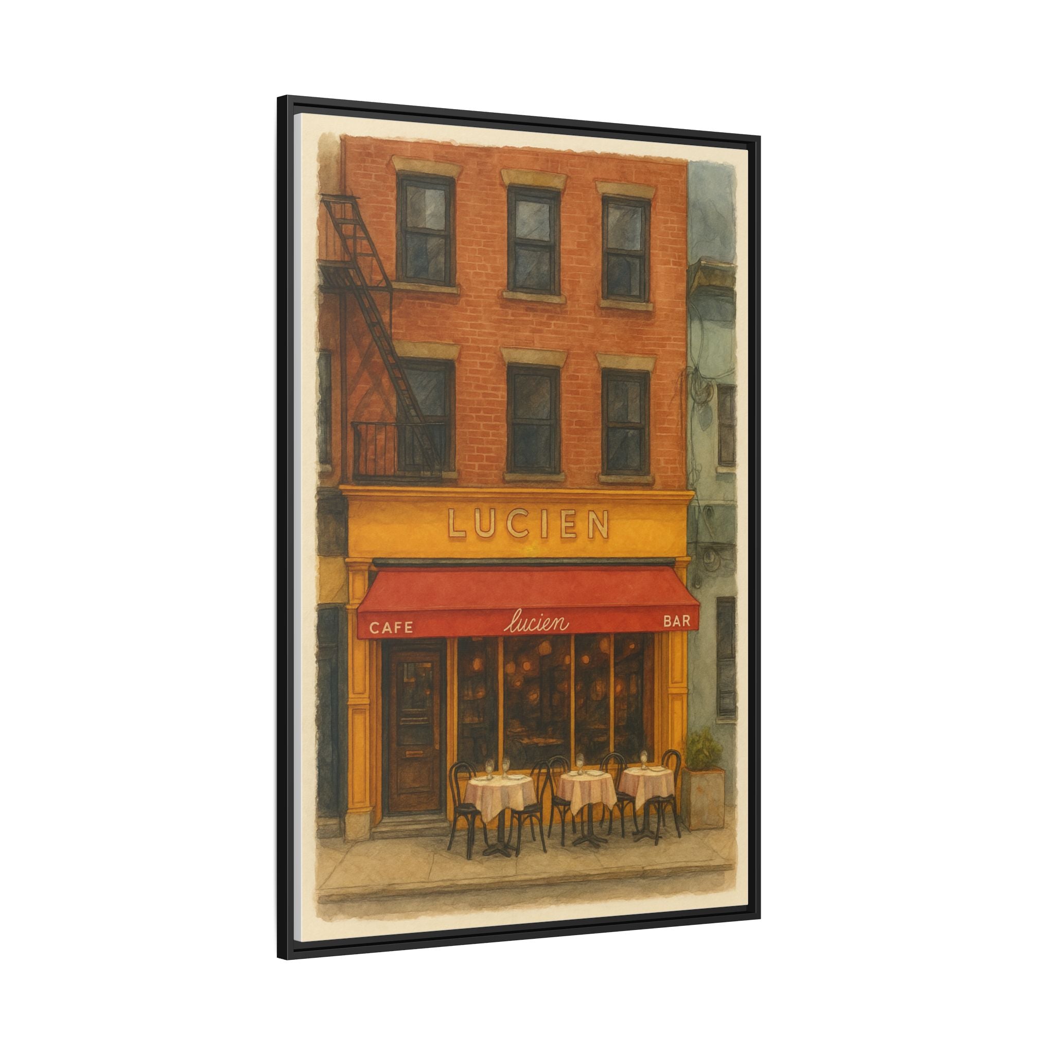 Lucien Restaurant — Restaurant Print | Matte Canvas + Wooden Frame