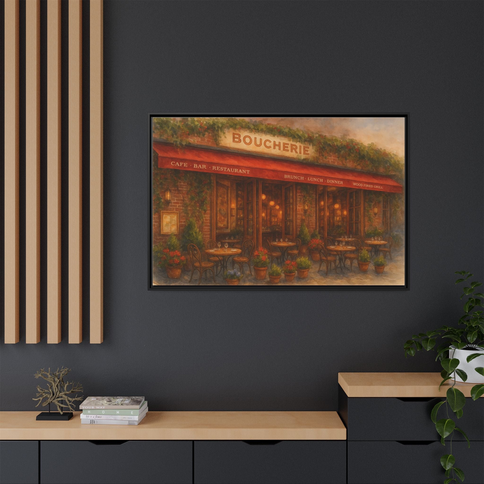 Boucherie — Restaurant Print | Matte Canvas + Wooden Frame
