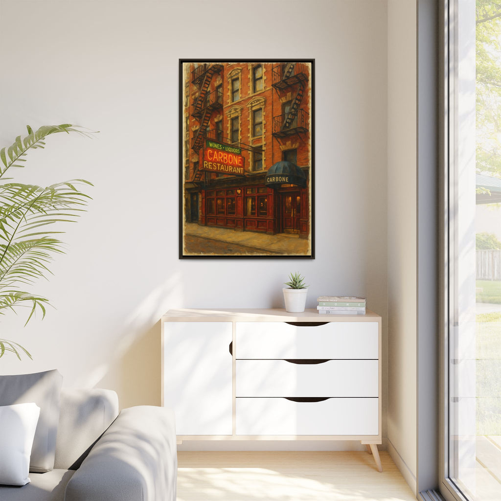 Carbone — Restaurant Print | Matte Canvas + Wooden Frame