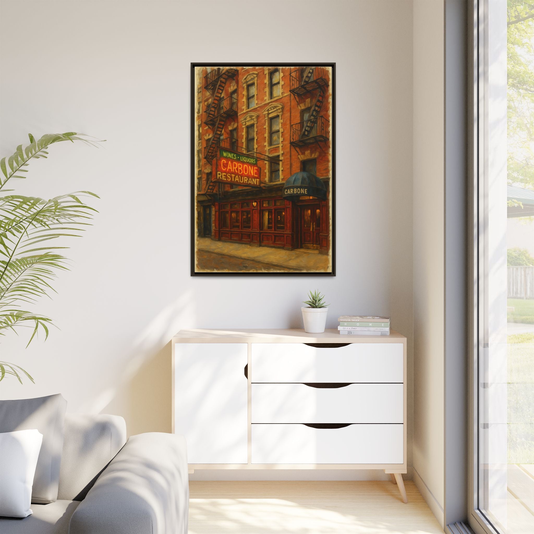 Carbone — Restaurant Print | Matte Canvas + Wooden Frame