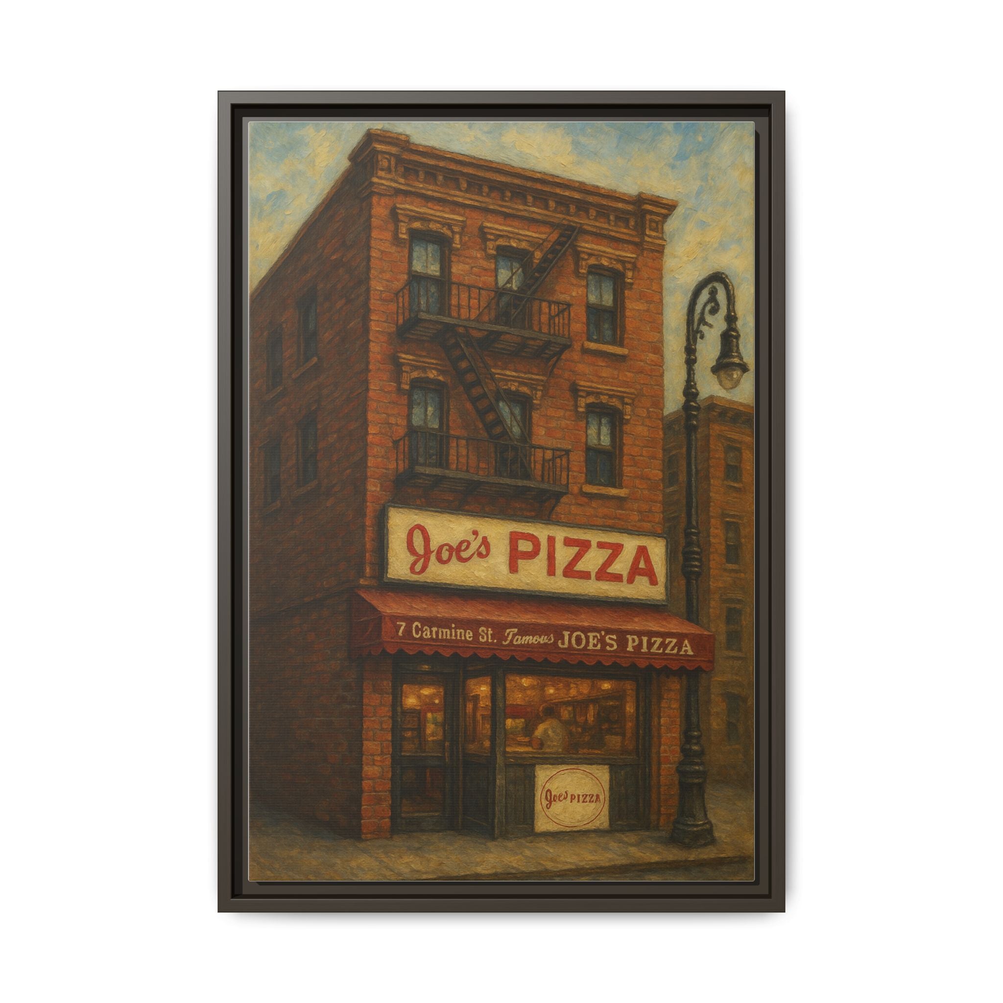 Joe's Pizza — Restaurant Print | Matte Canvas + Wooden Frame