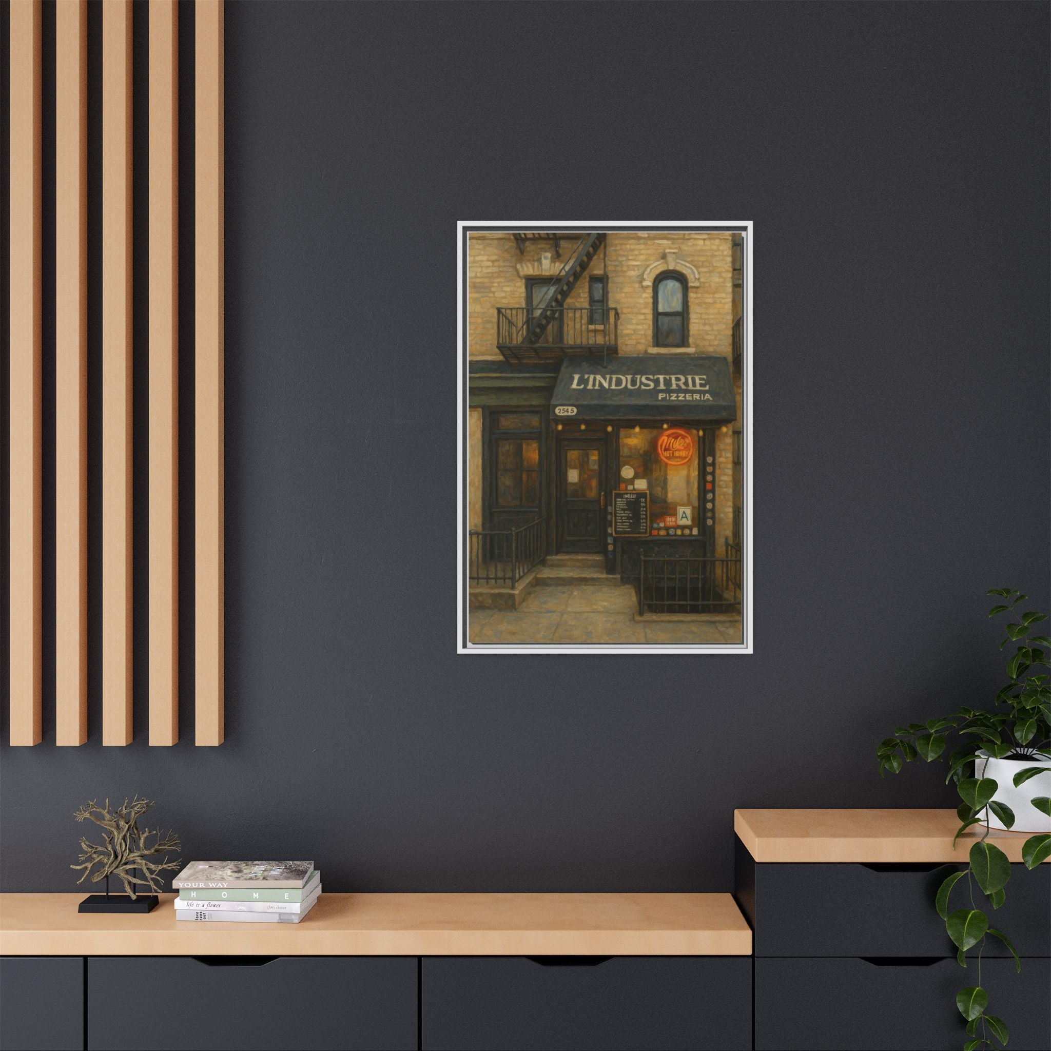 L'Industrie Pizza — Restaurant Print | Matte Canvas + Wooden Frame